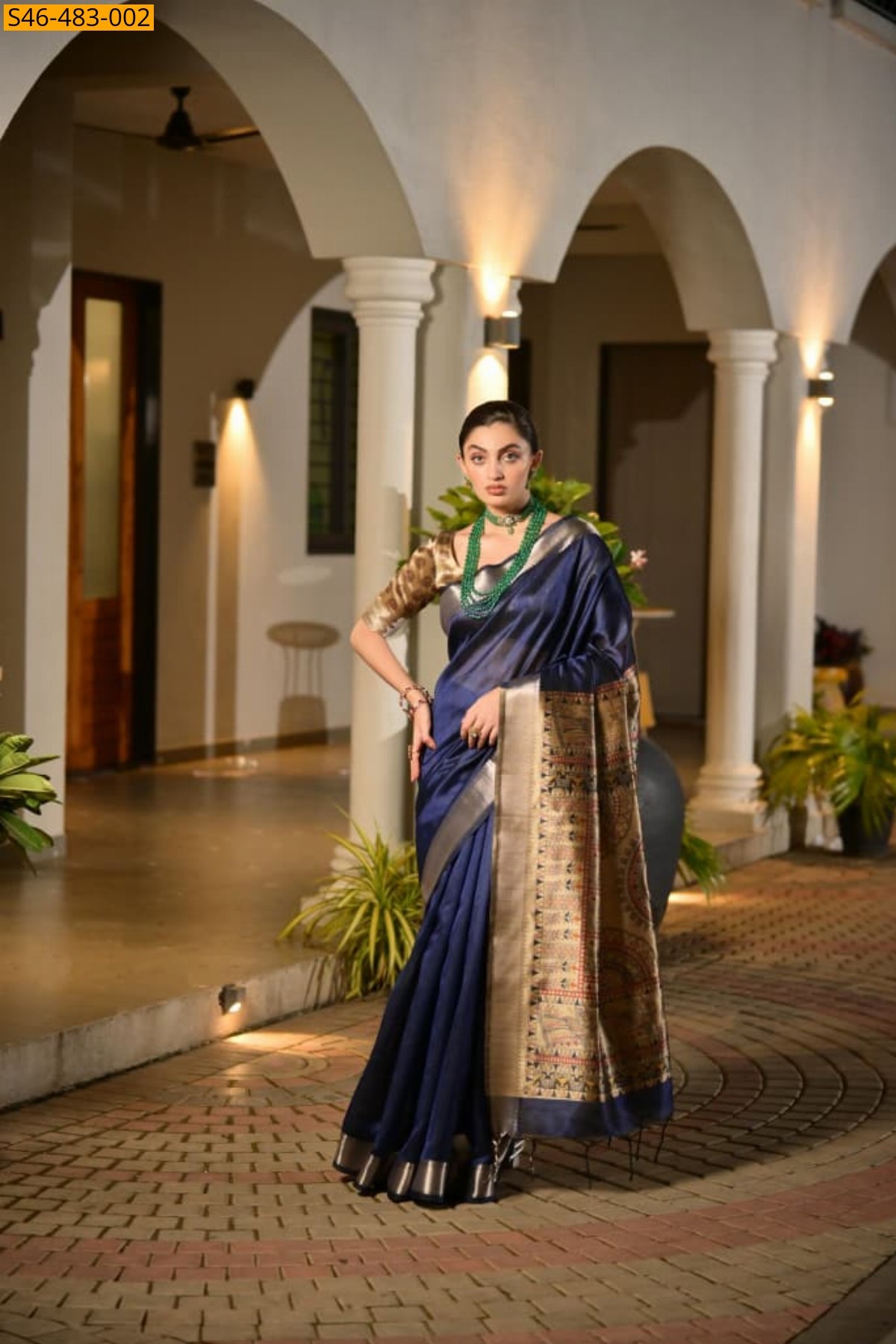 Navy blue Soft Khadi Raw silk saree