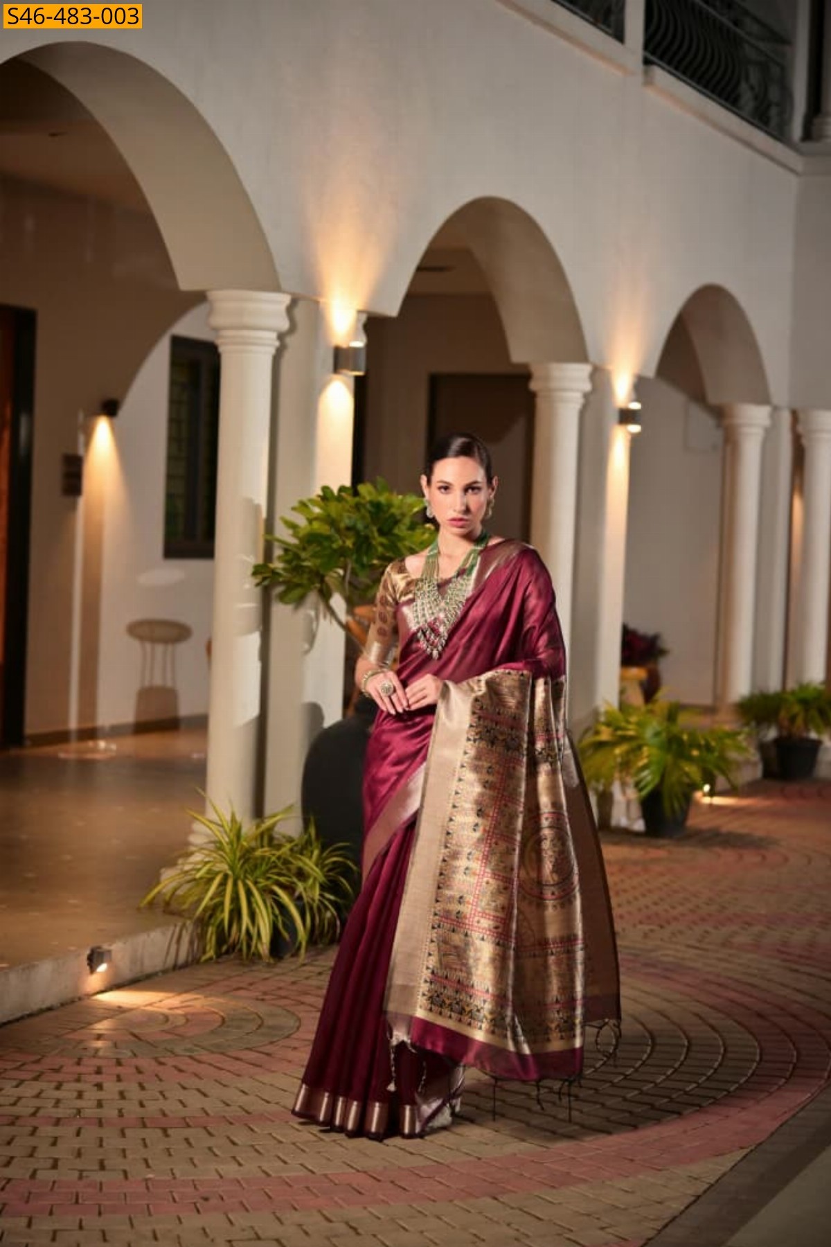 Maroon Soft Khadi Raw silk saree