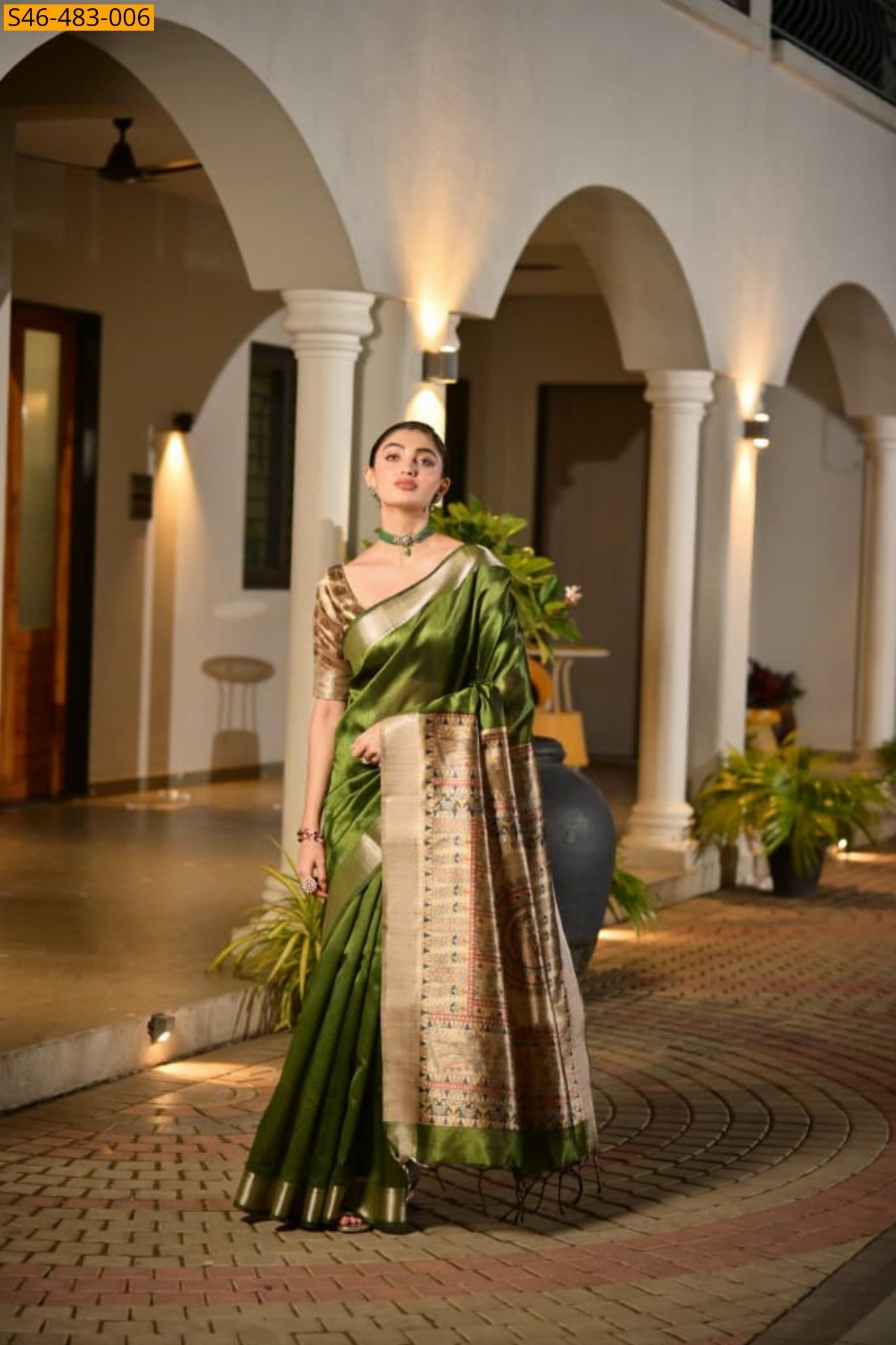 Green Soft Khadi Raw silk saree