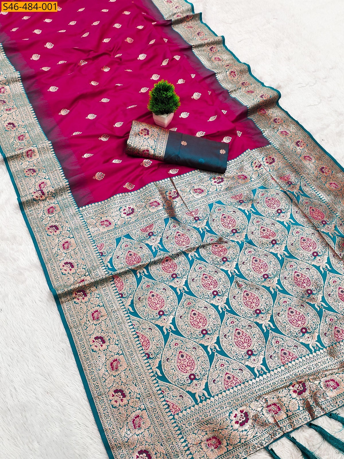 Pink Fancy Banarasi silk saree