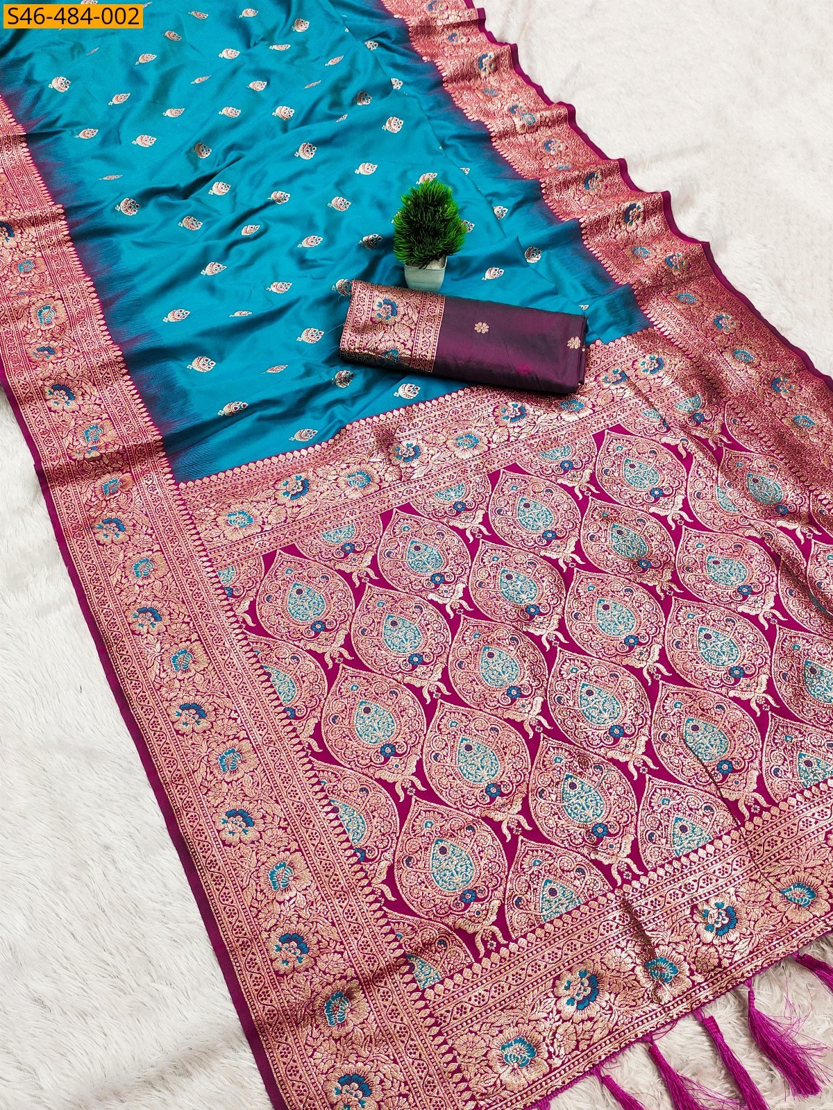 Blue Fancy Banarasi silk saree