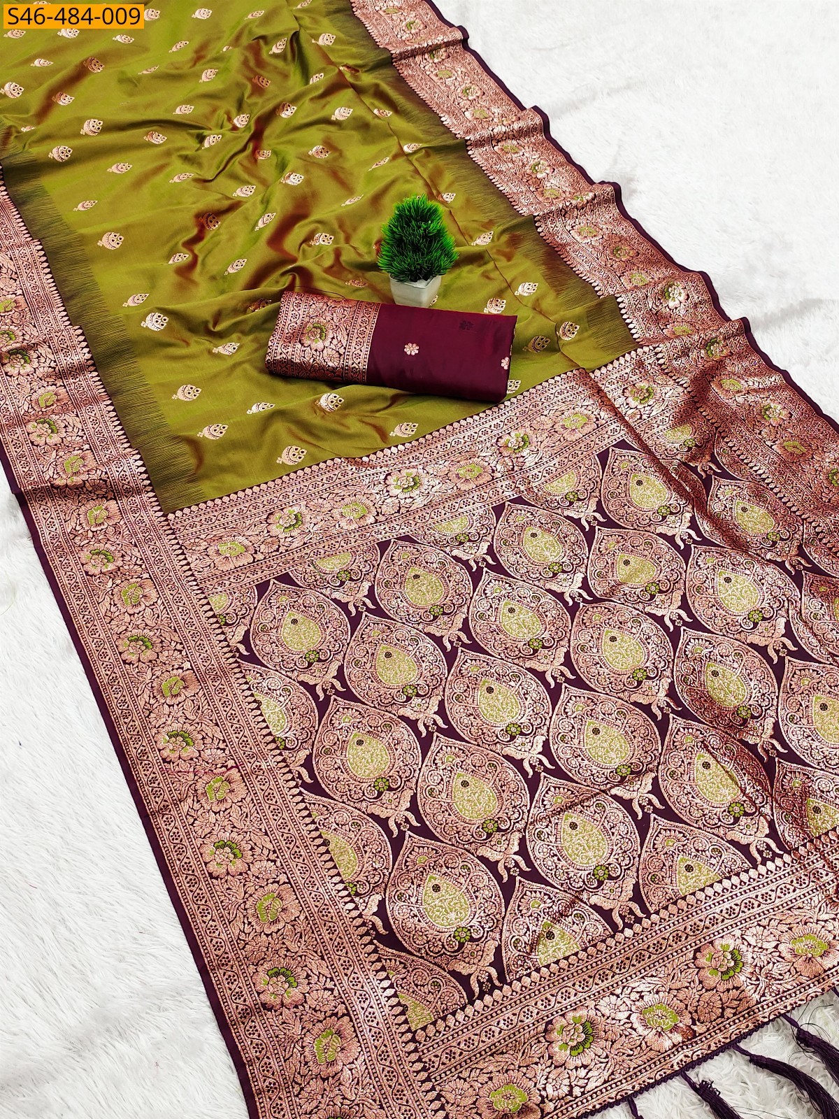 Mustard Fancy Banarasi silk saree