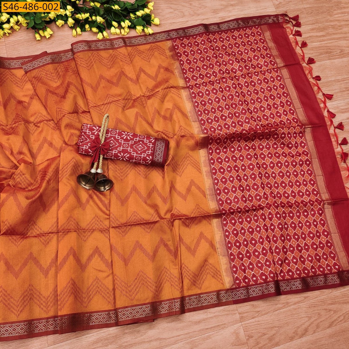 Mustard Fancy Tussar silk saree