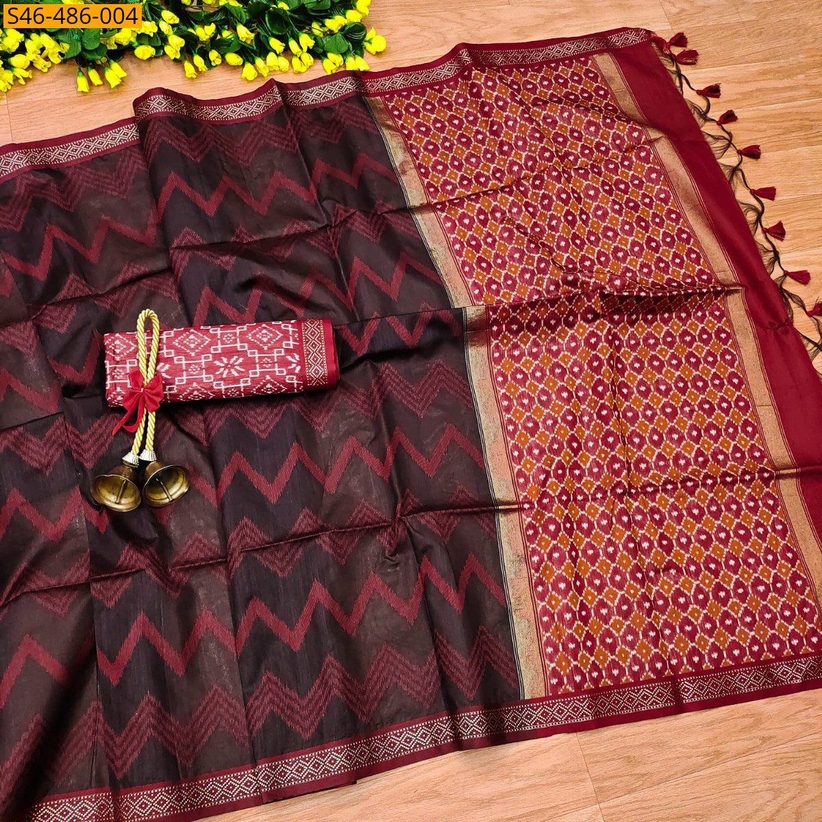 Black Fancy Tussar silk saree