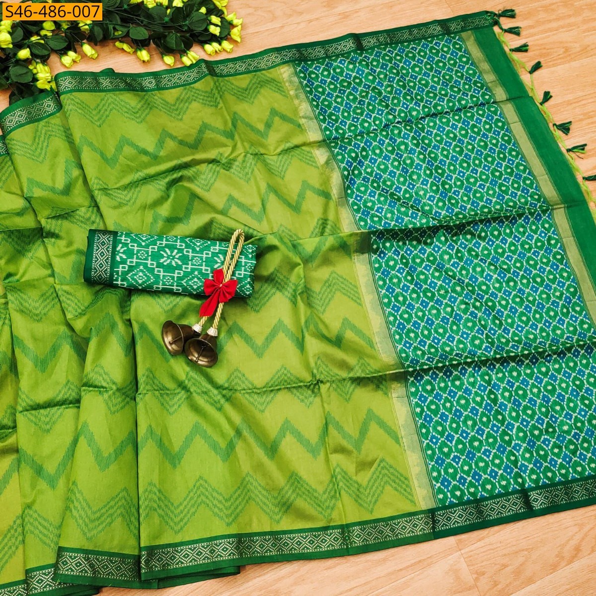 Green Fancy Tussar silk saree