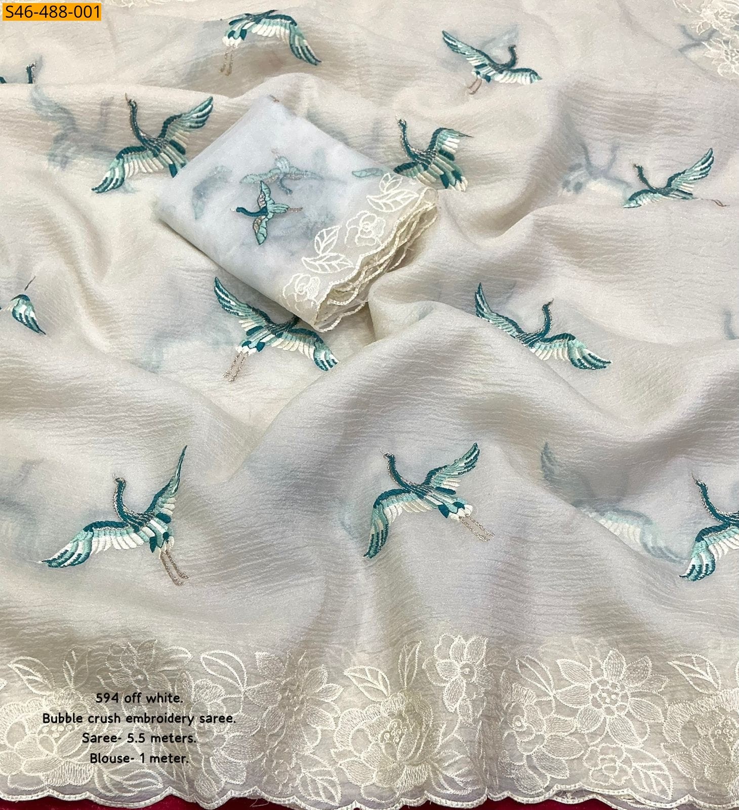 White Fancy Soft bubble crush saree