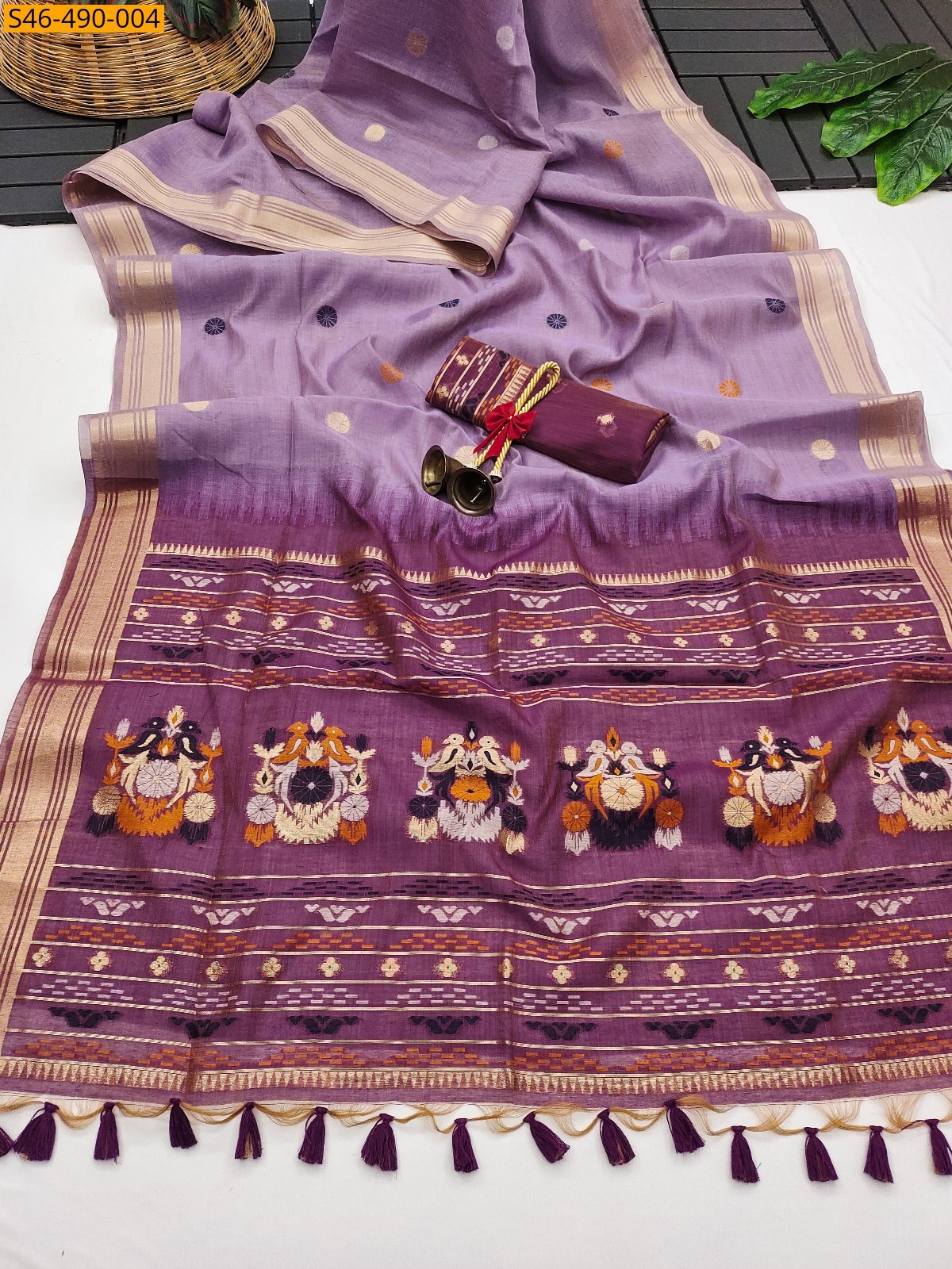 Lavender Fancy Muga Cotton Sarees