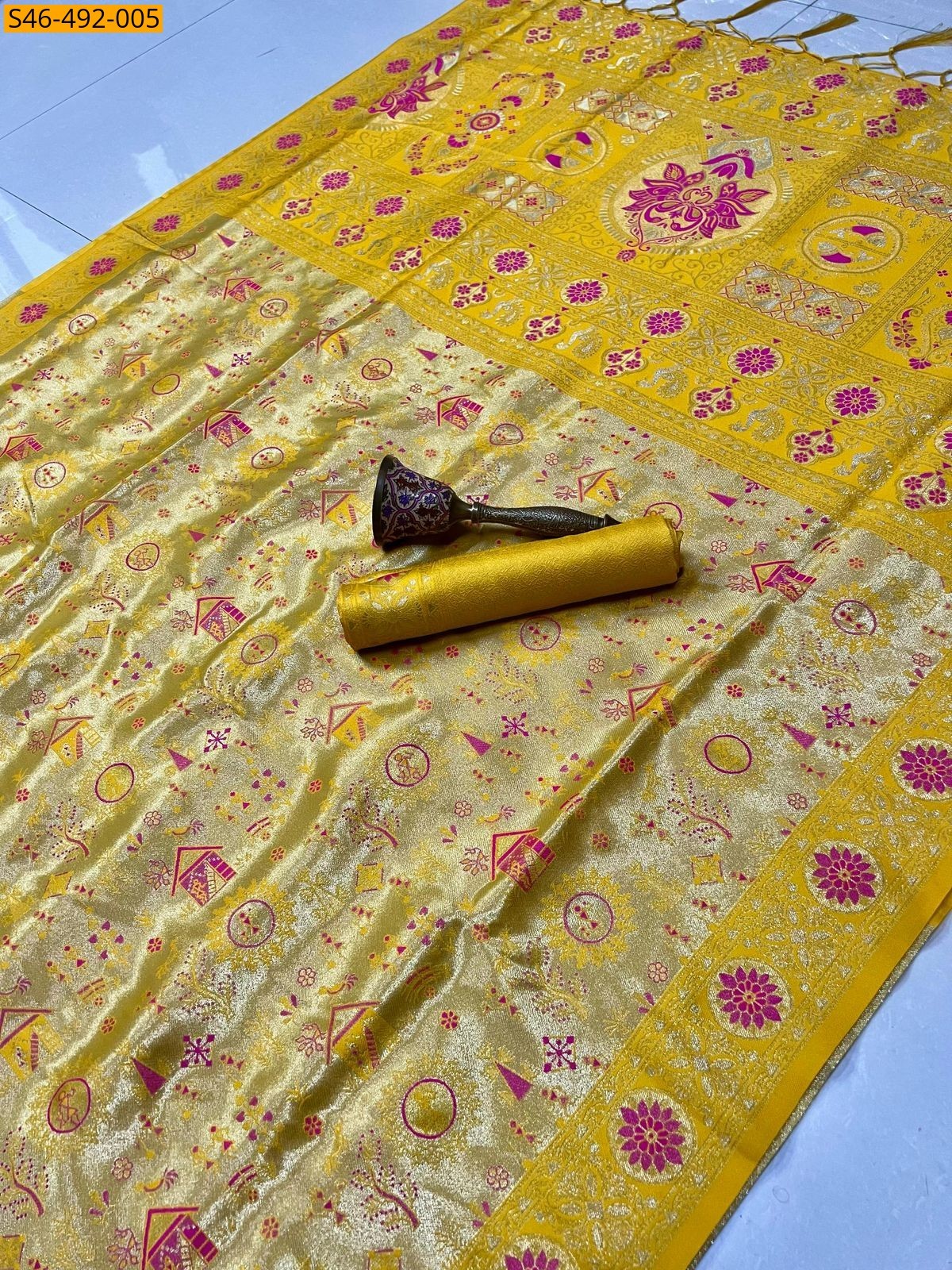 Yellow Soft kanjivaram silk Saree