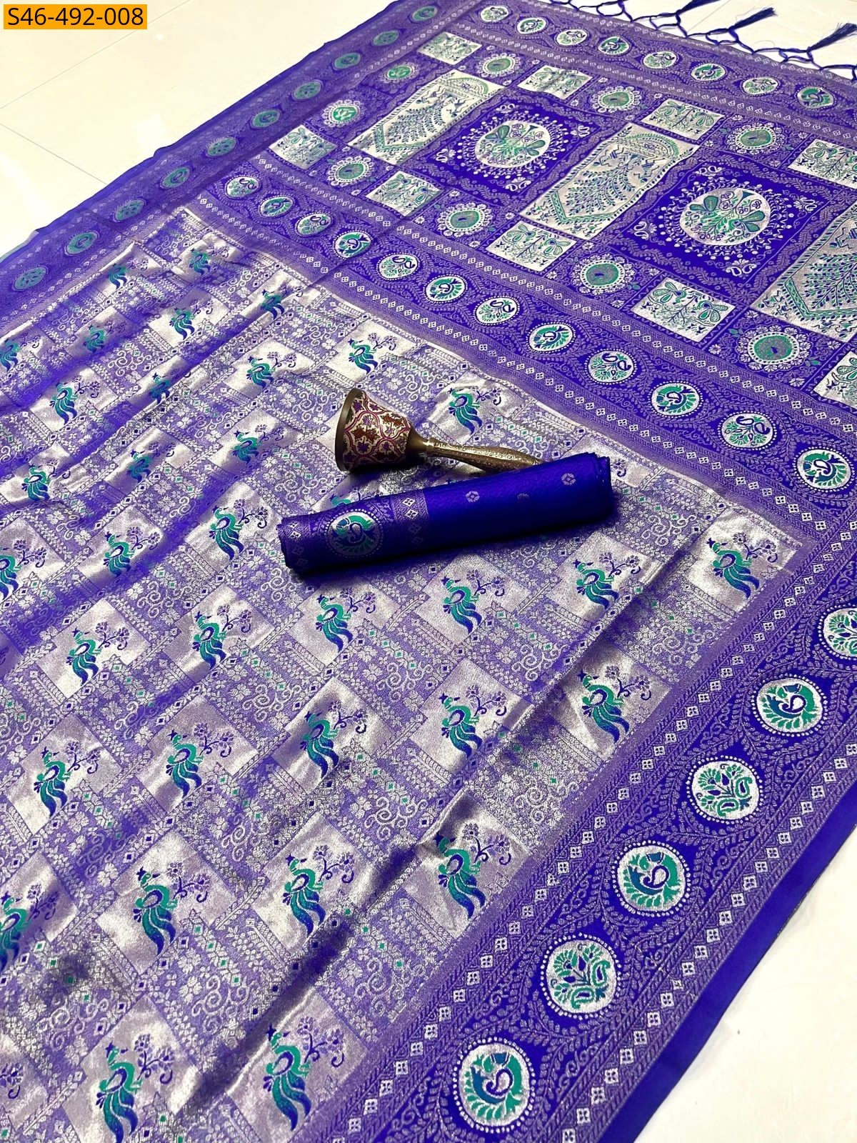 Indigo Soft kanjivaram silk Saree