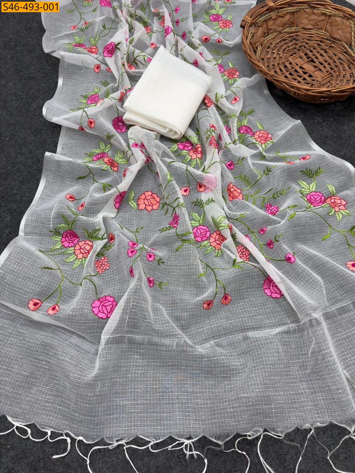 White Fancy  kota doriya saree