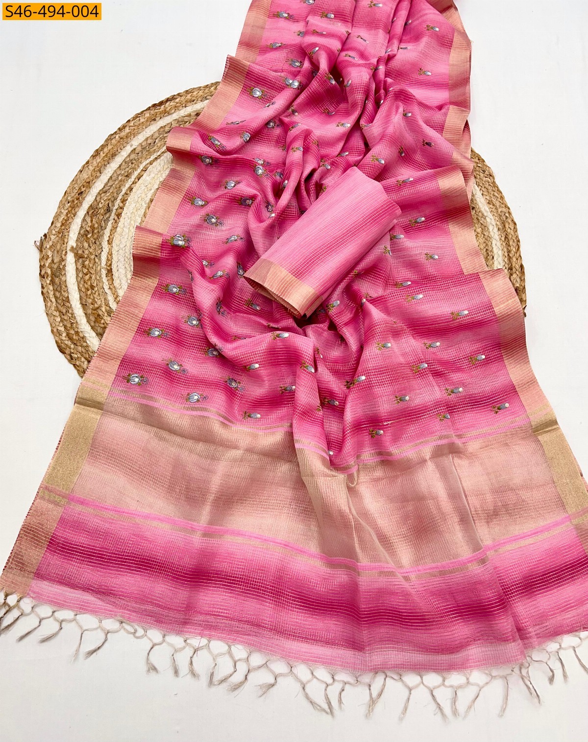 Pink Kota zari silk saree