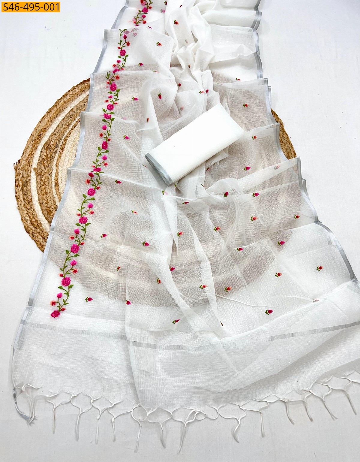 White Fancy kota doriya saree