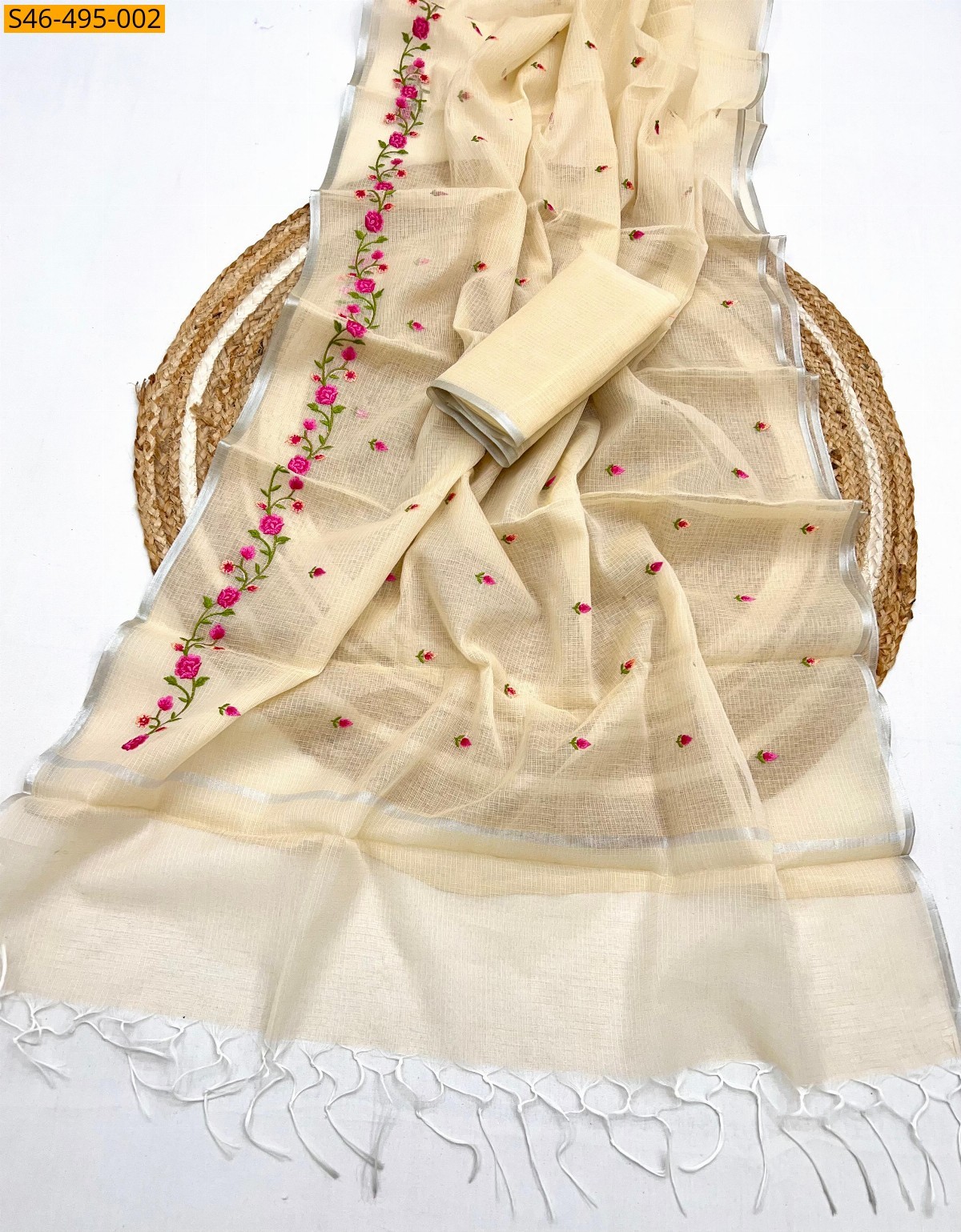 Half white Fancy kota doriya saree