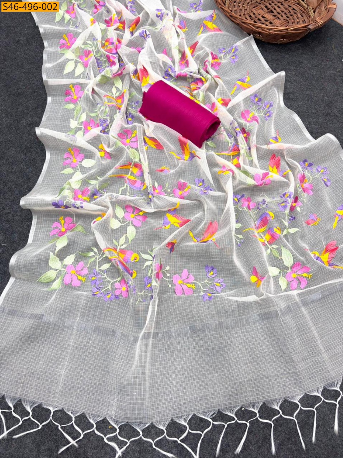 White Fancy kota doriya saree