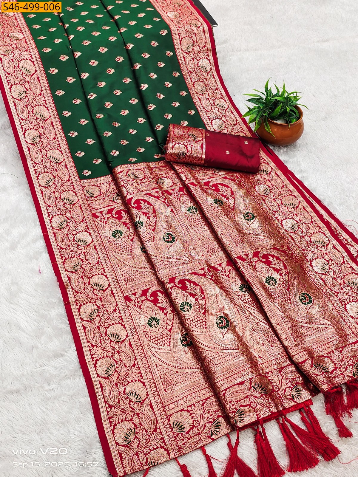 Green Soft Banarasi Silk Sarees