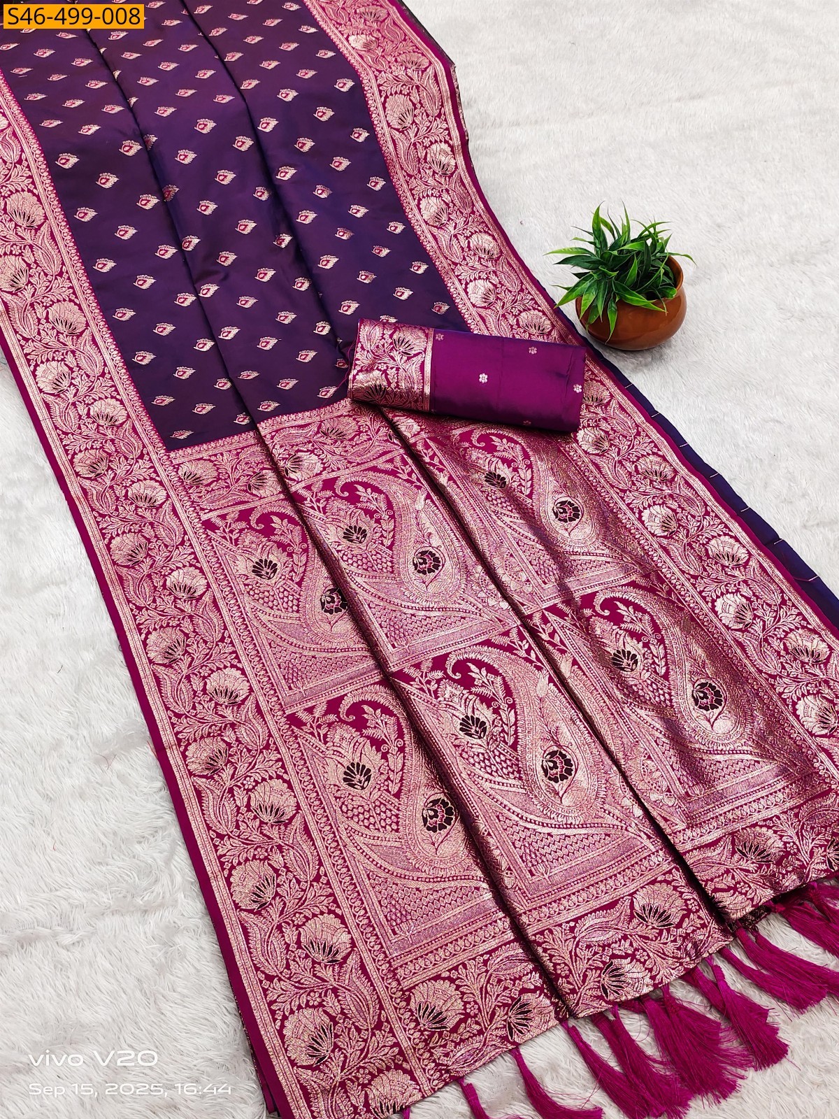Wine Soft Banarasi Silk Sarees