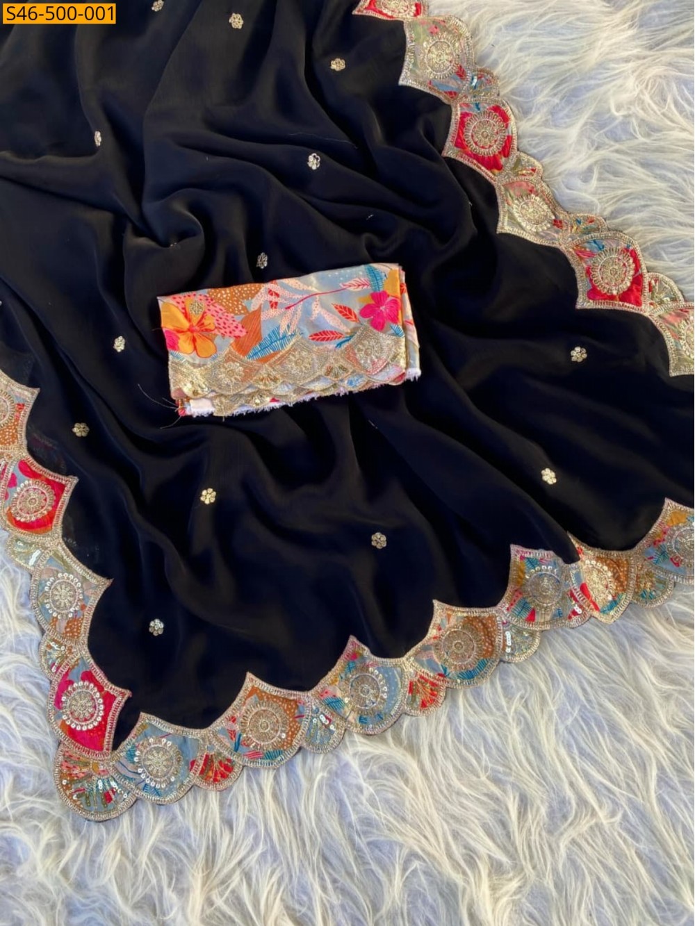 Black Satin Georgette saree Black Satin Georgette saree