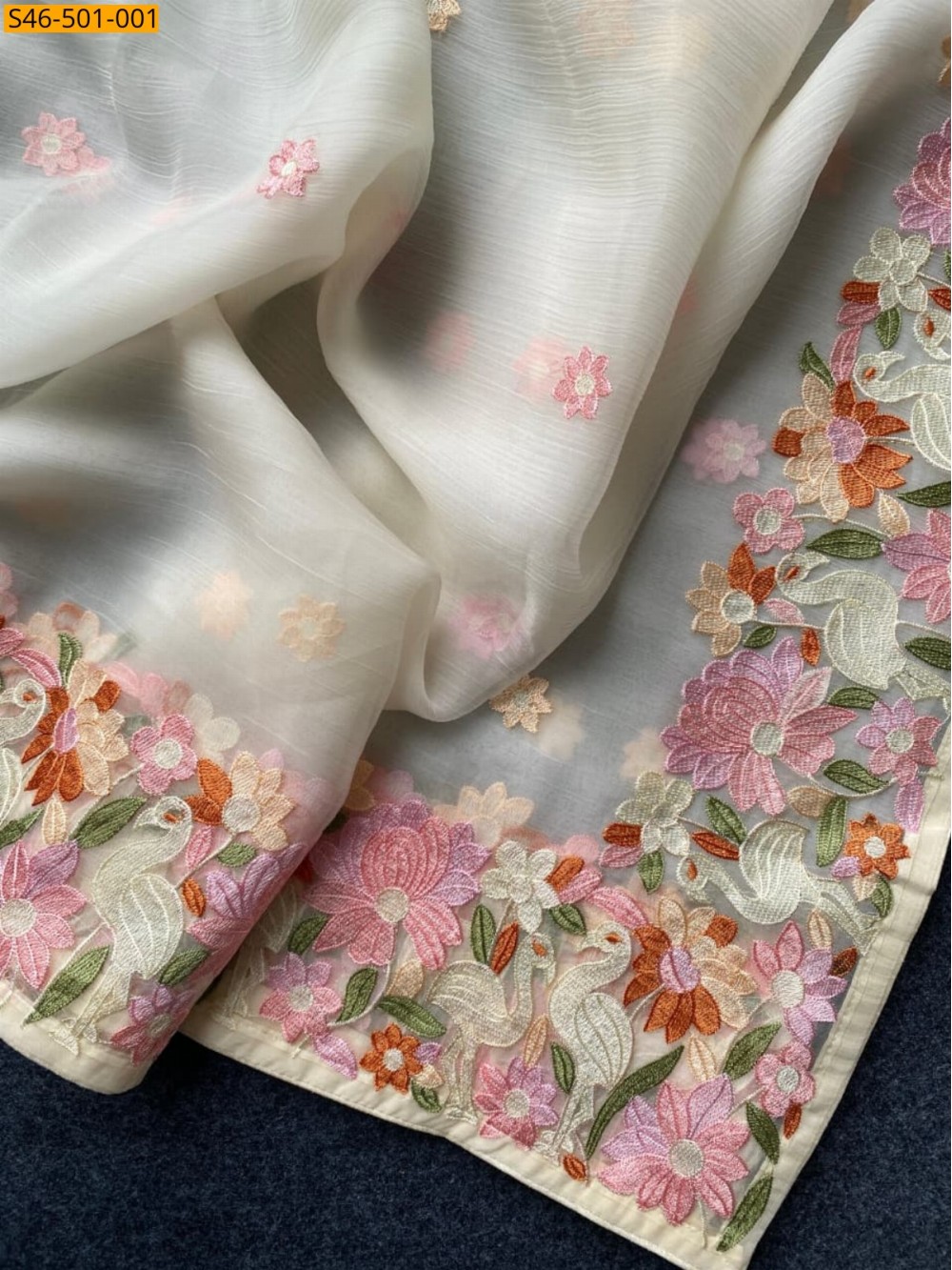 White Embroidery Chiffon saree White Embroidery Chiffon saree