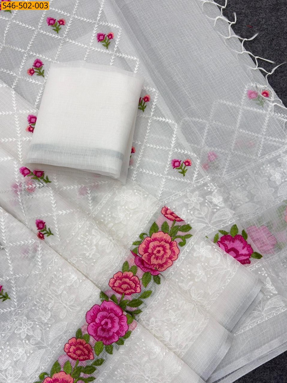 White Pure kota doriya saree