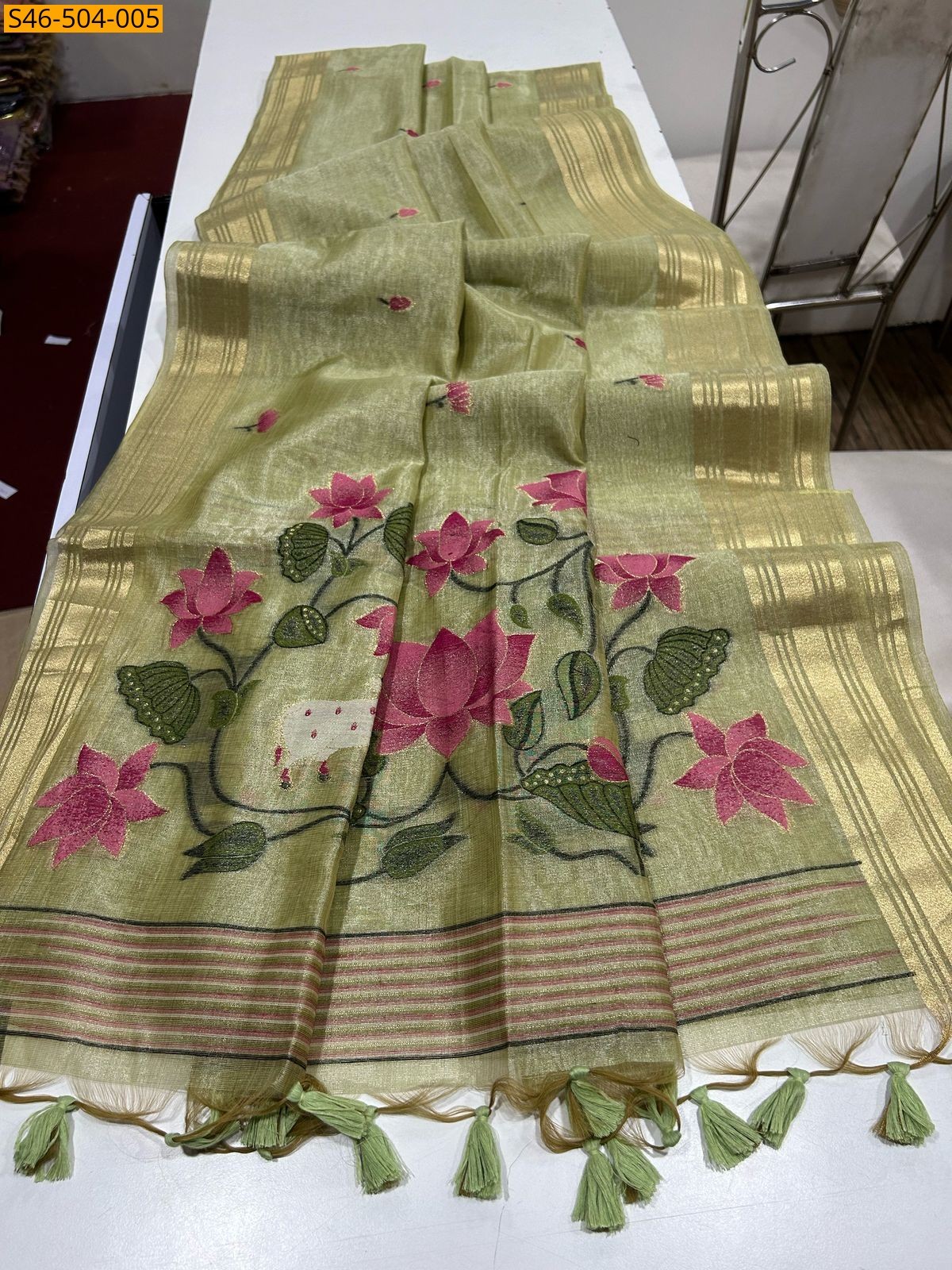 Lighr green Tissue Silk Saree 