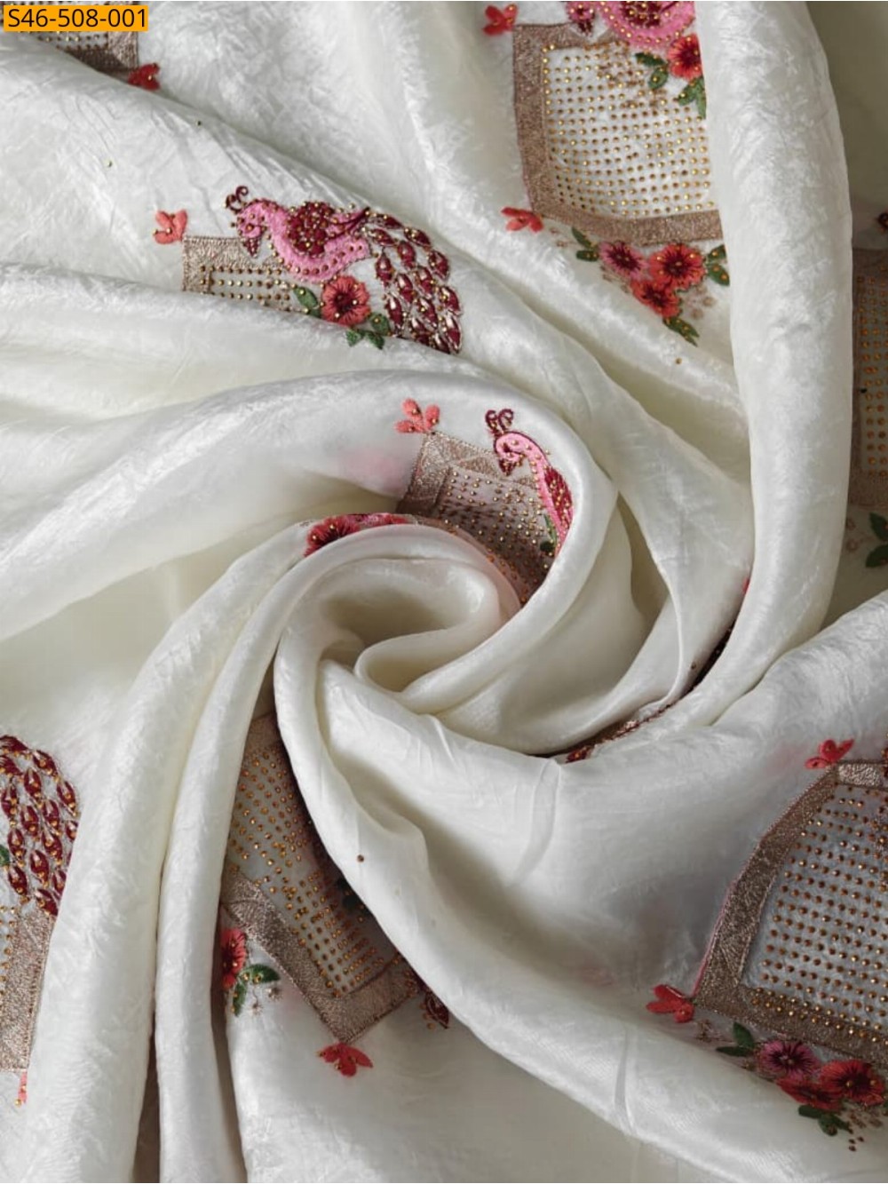 White White paper crush saree White White paper crush saree