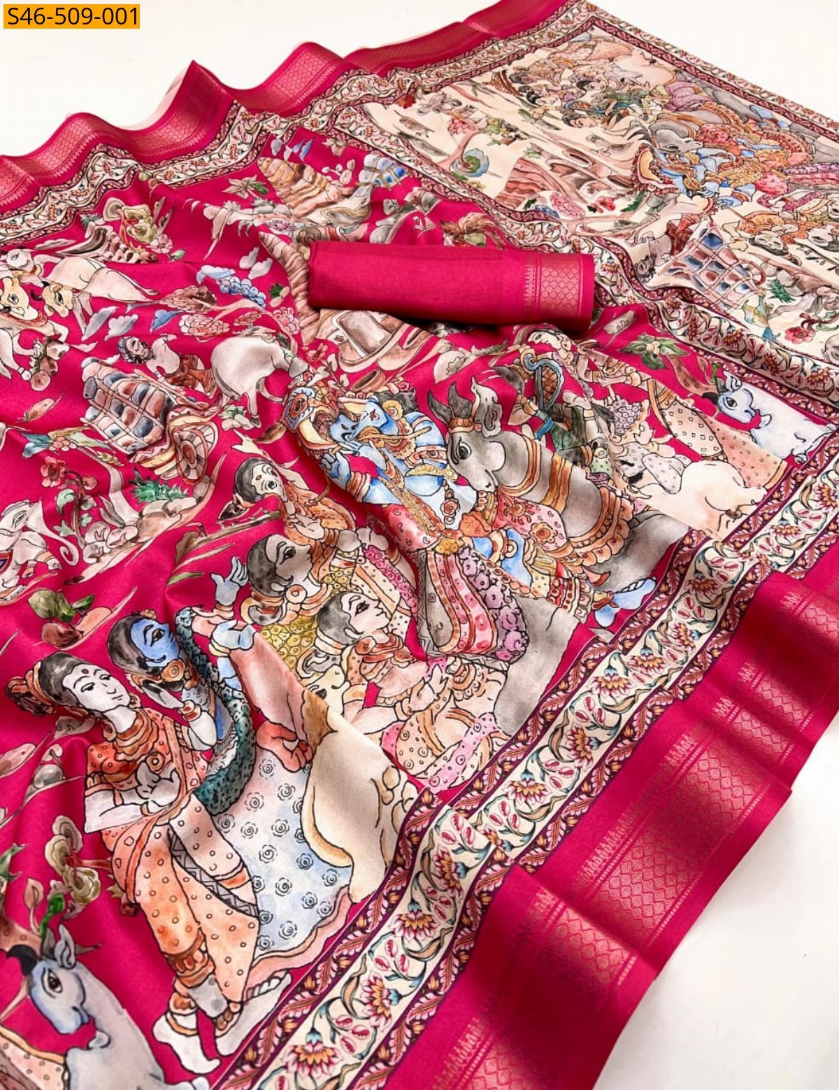 Pink Semi Tussar silk saree