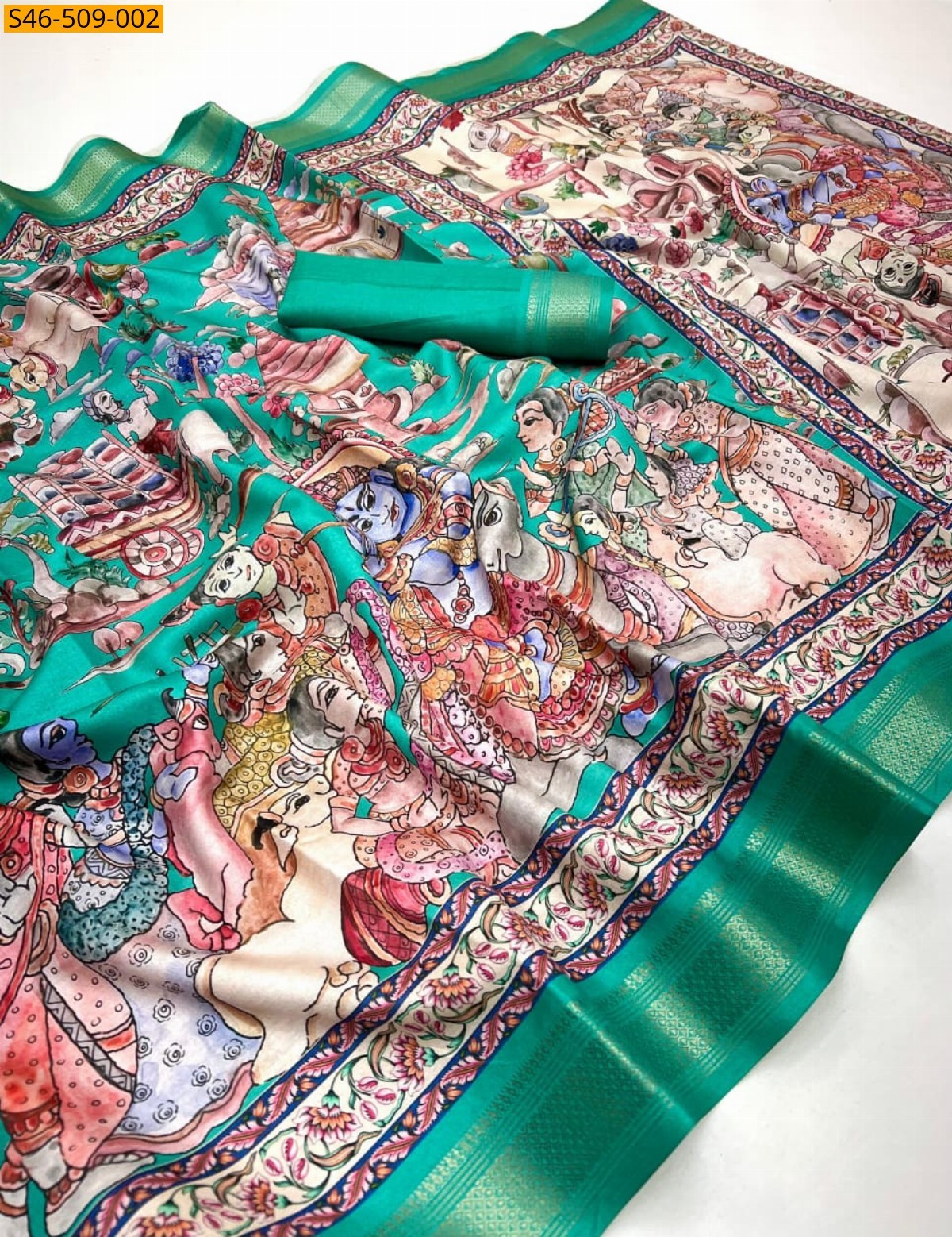 Green Semi Tussar silk saree