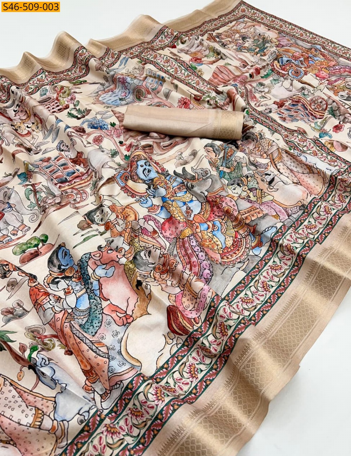 Semi Tussar silk saree - Half white