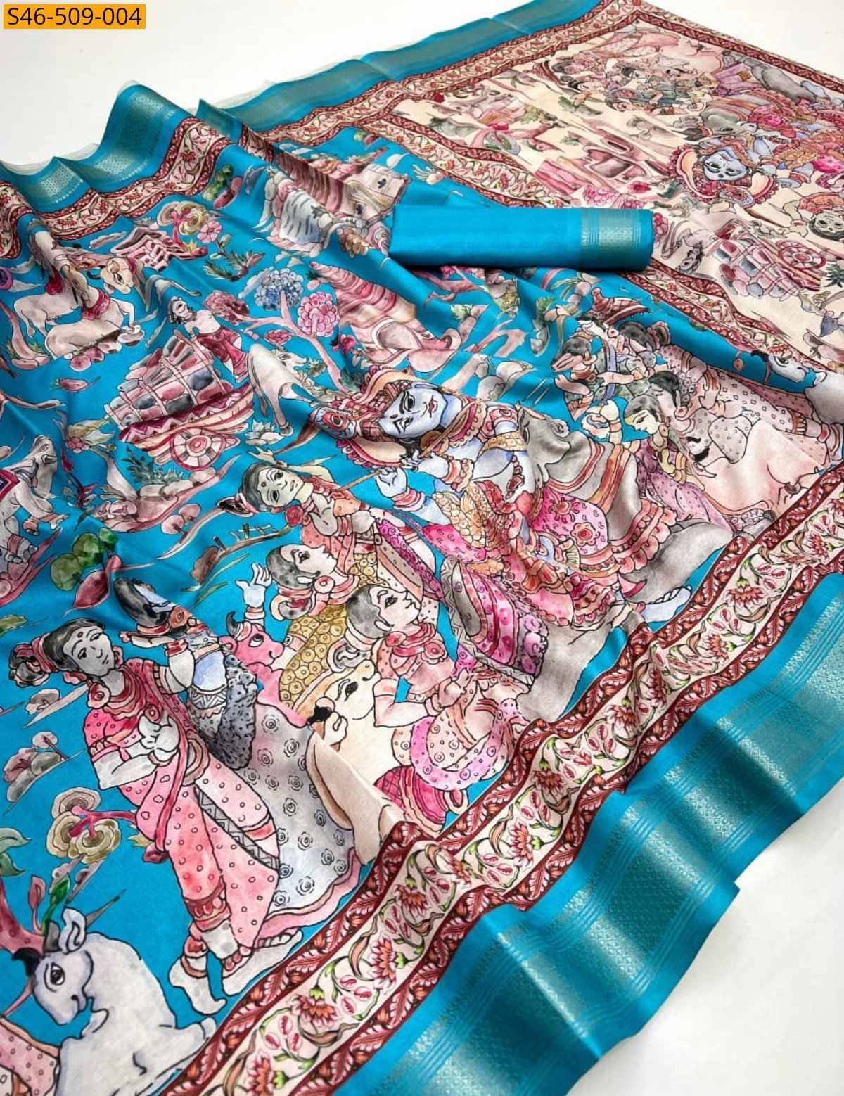 Blue Semi Tussar silk saree