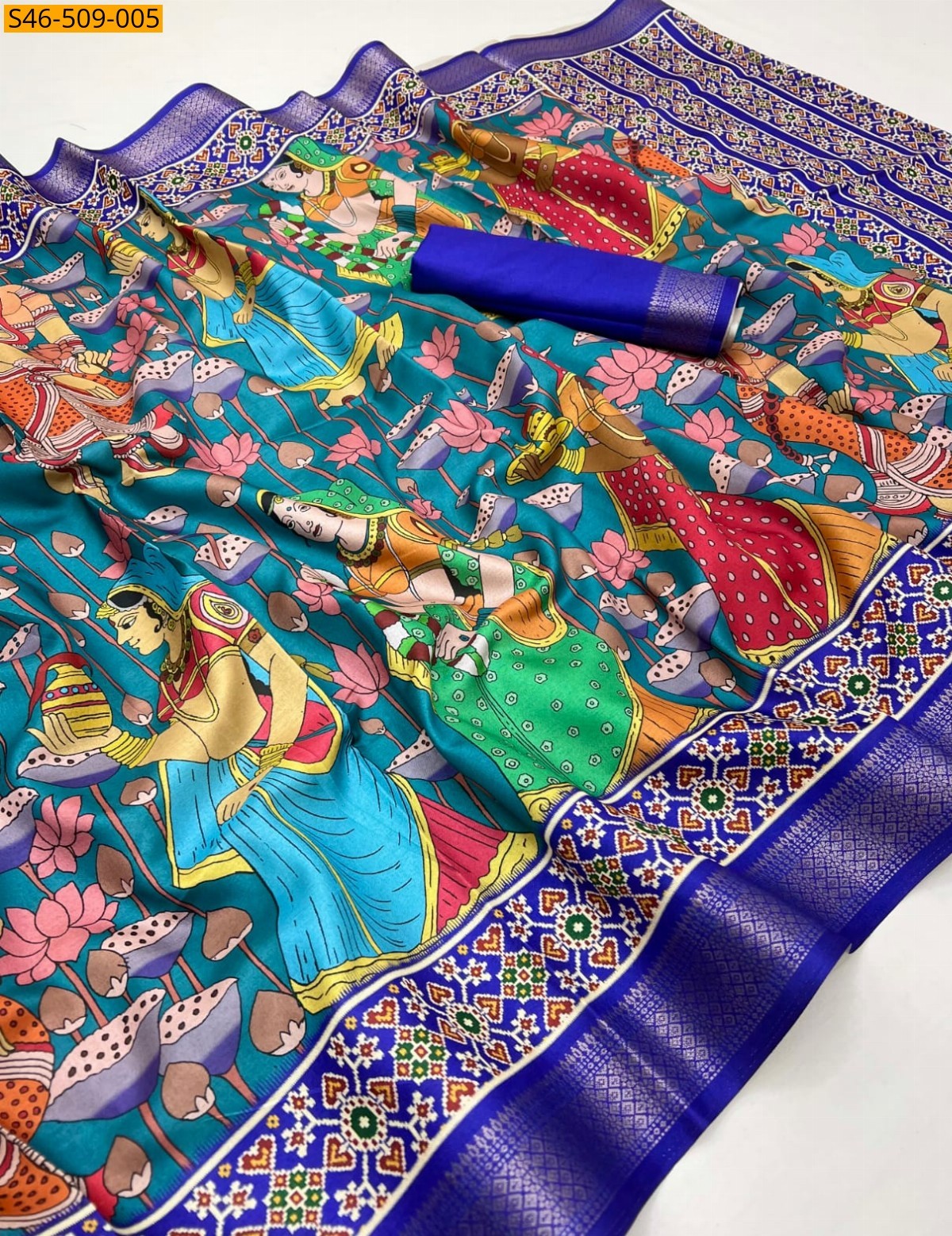 Blue Semi Tussar silk saree