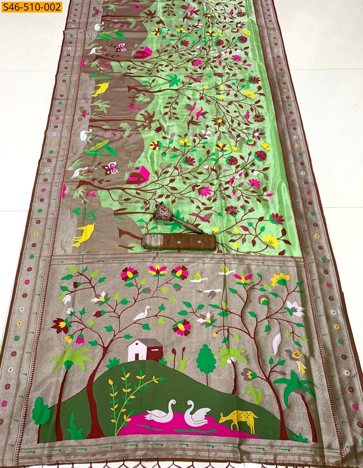 Green Kanchivaram paithani silk saree