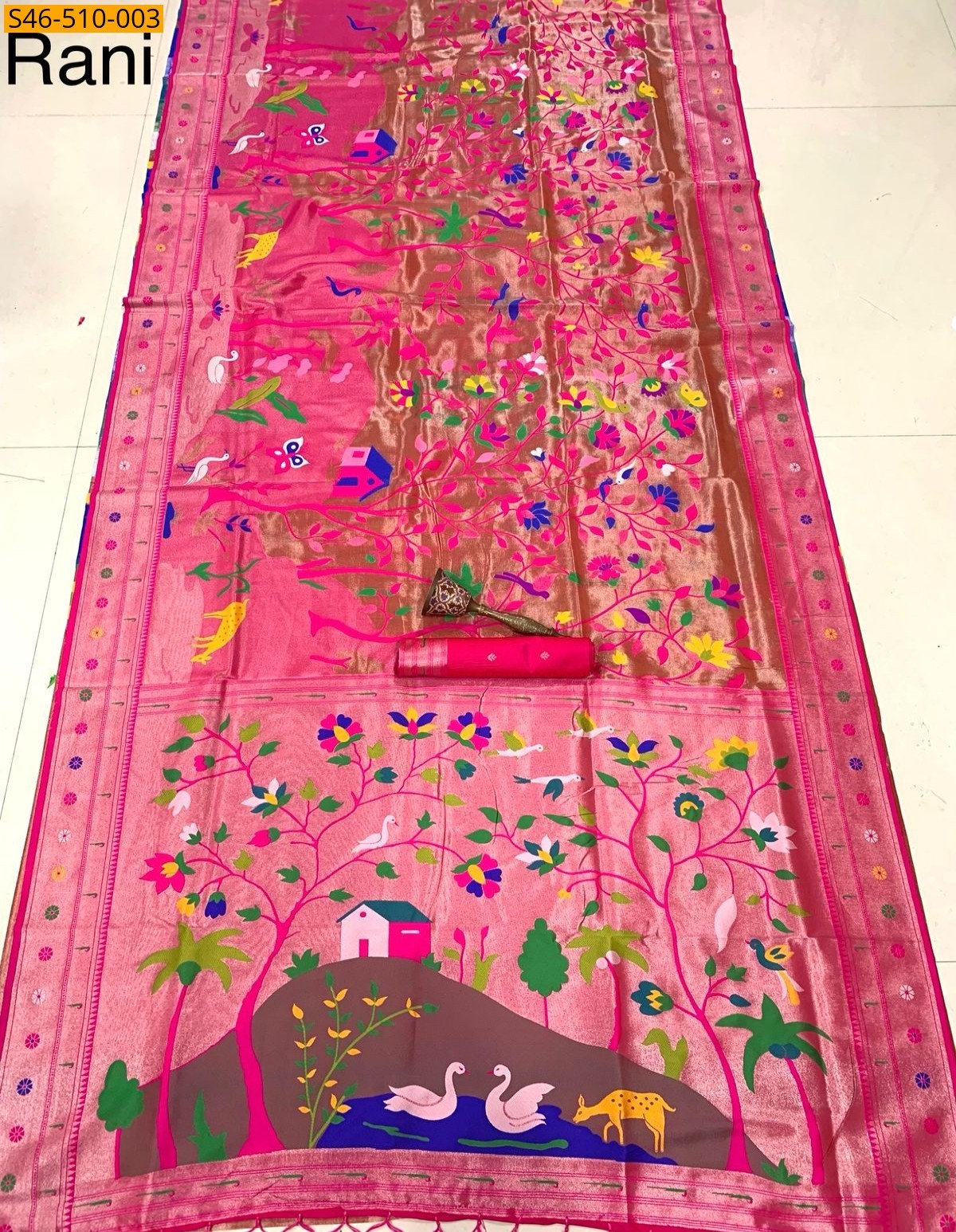 Pink Kanchivaram paithani silk saree