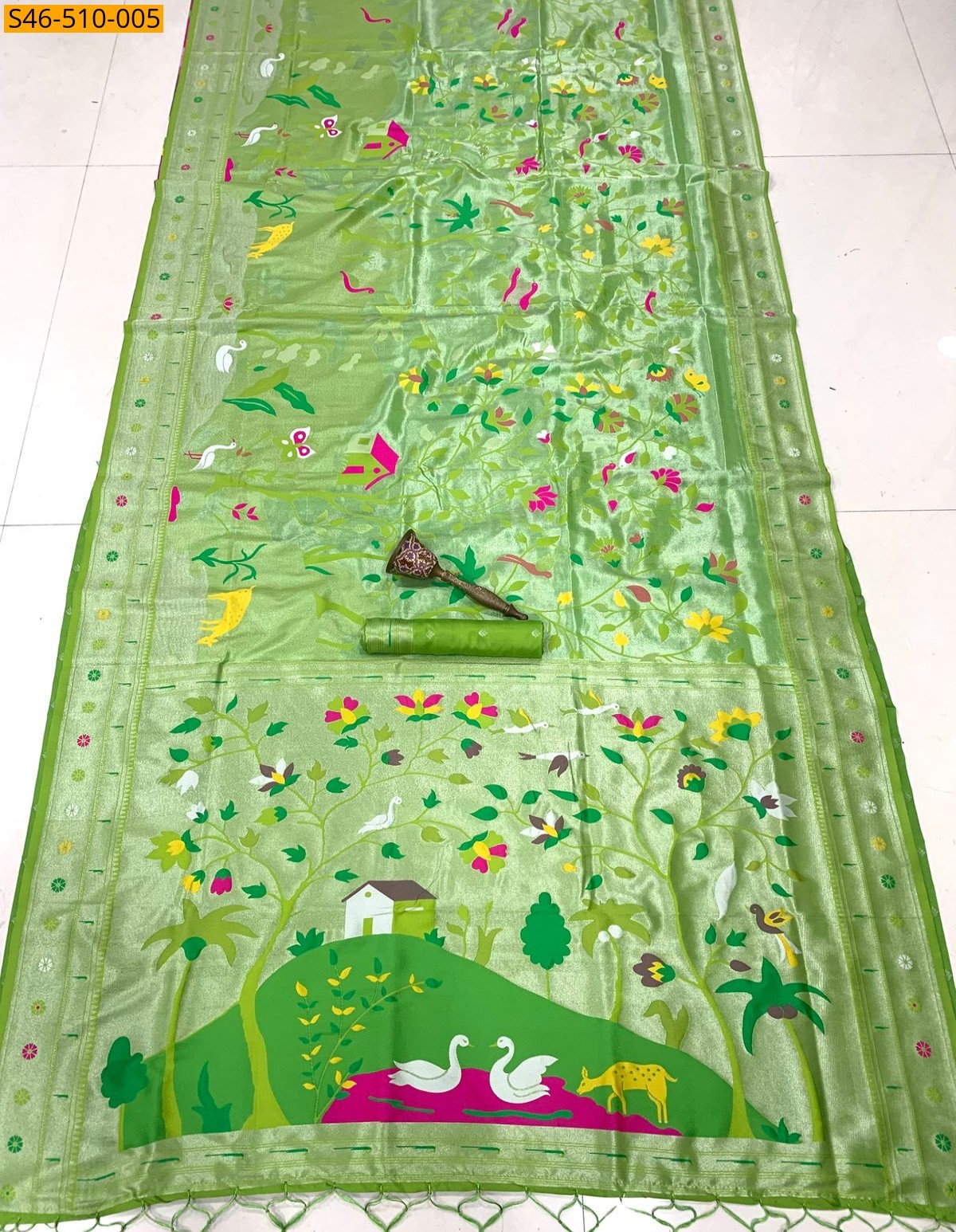 Green Kanchivaram paithani silk saree