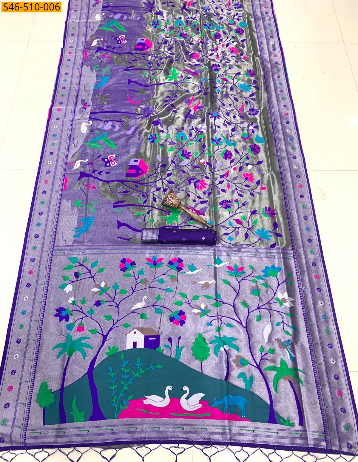 Purple Kanchivaram paithani silk saree