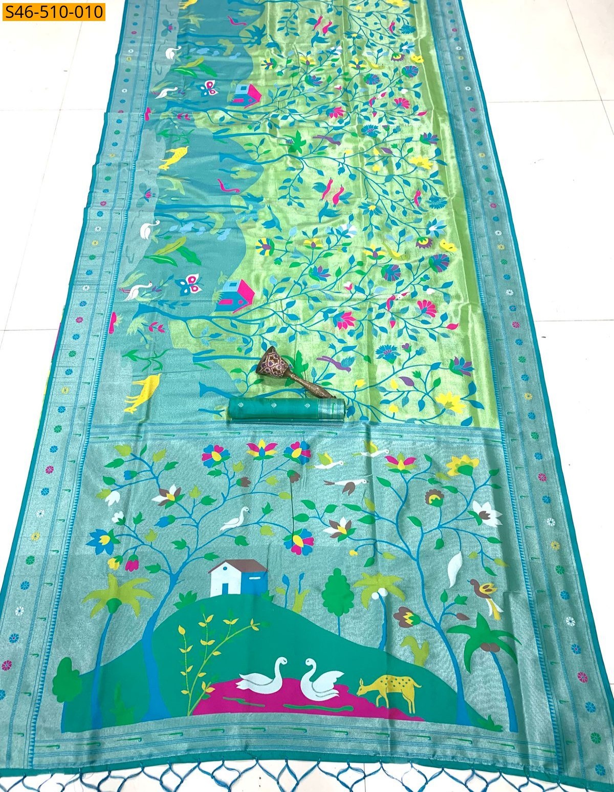 Green Kanchivaram paithani silk saree