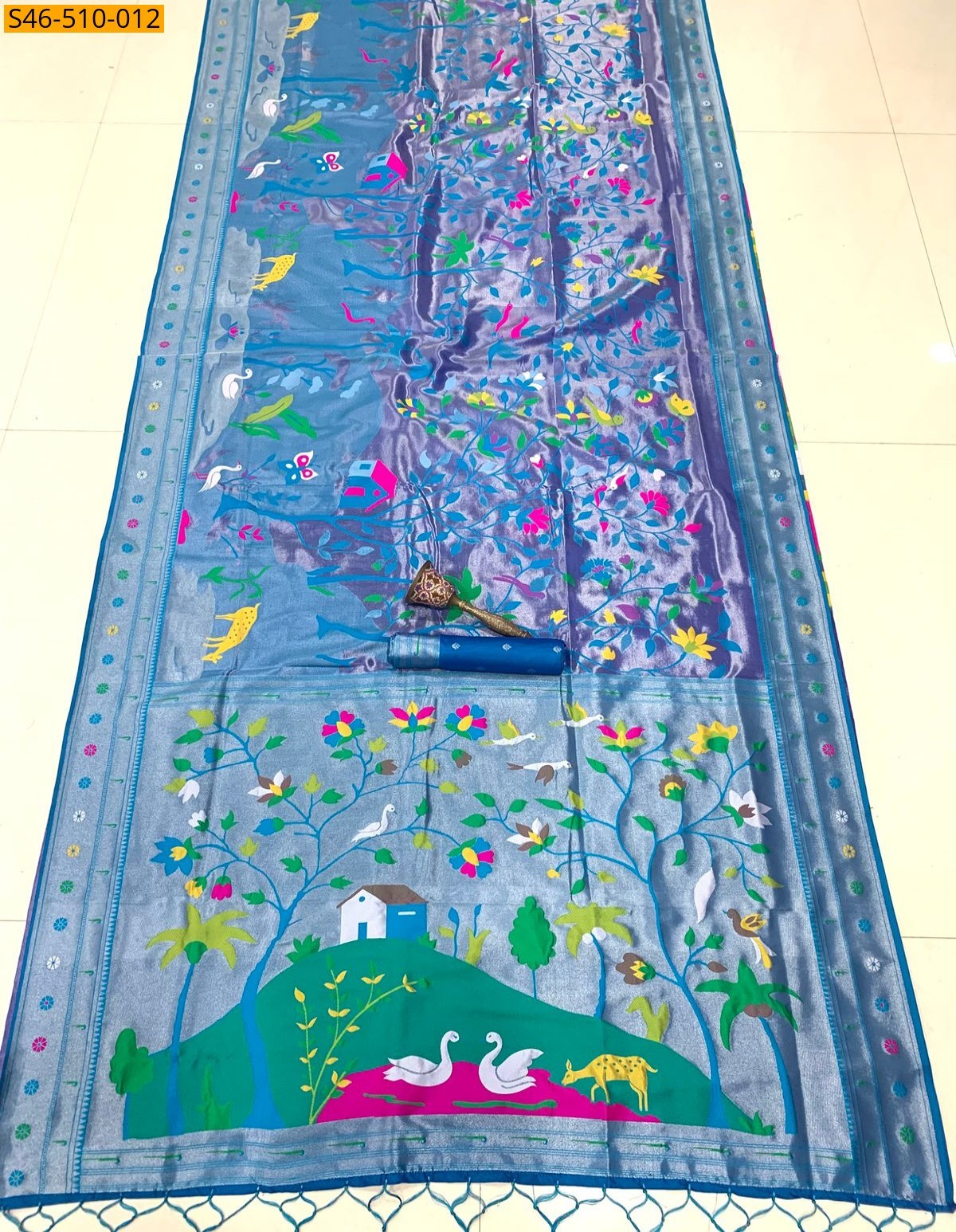 Blue Kanchivaram paithani silk saree