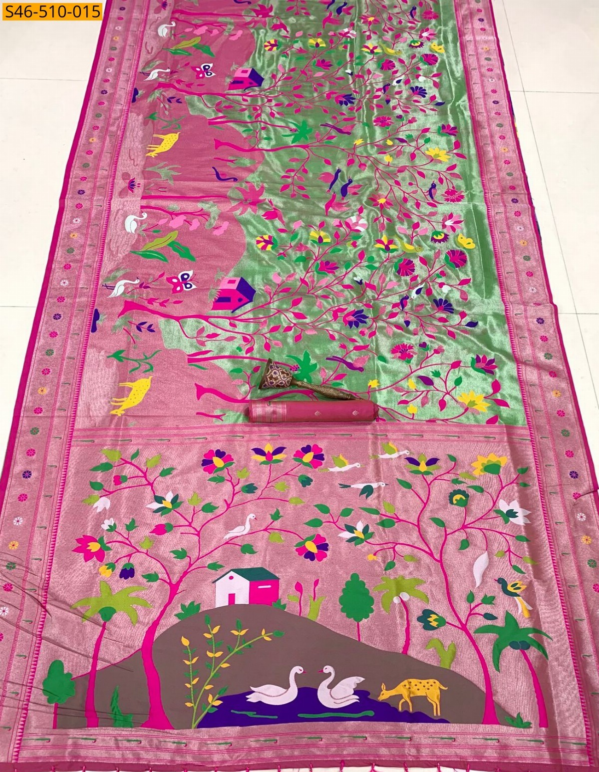 Green Kanchivaram paithani silk saree