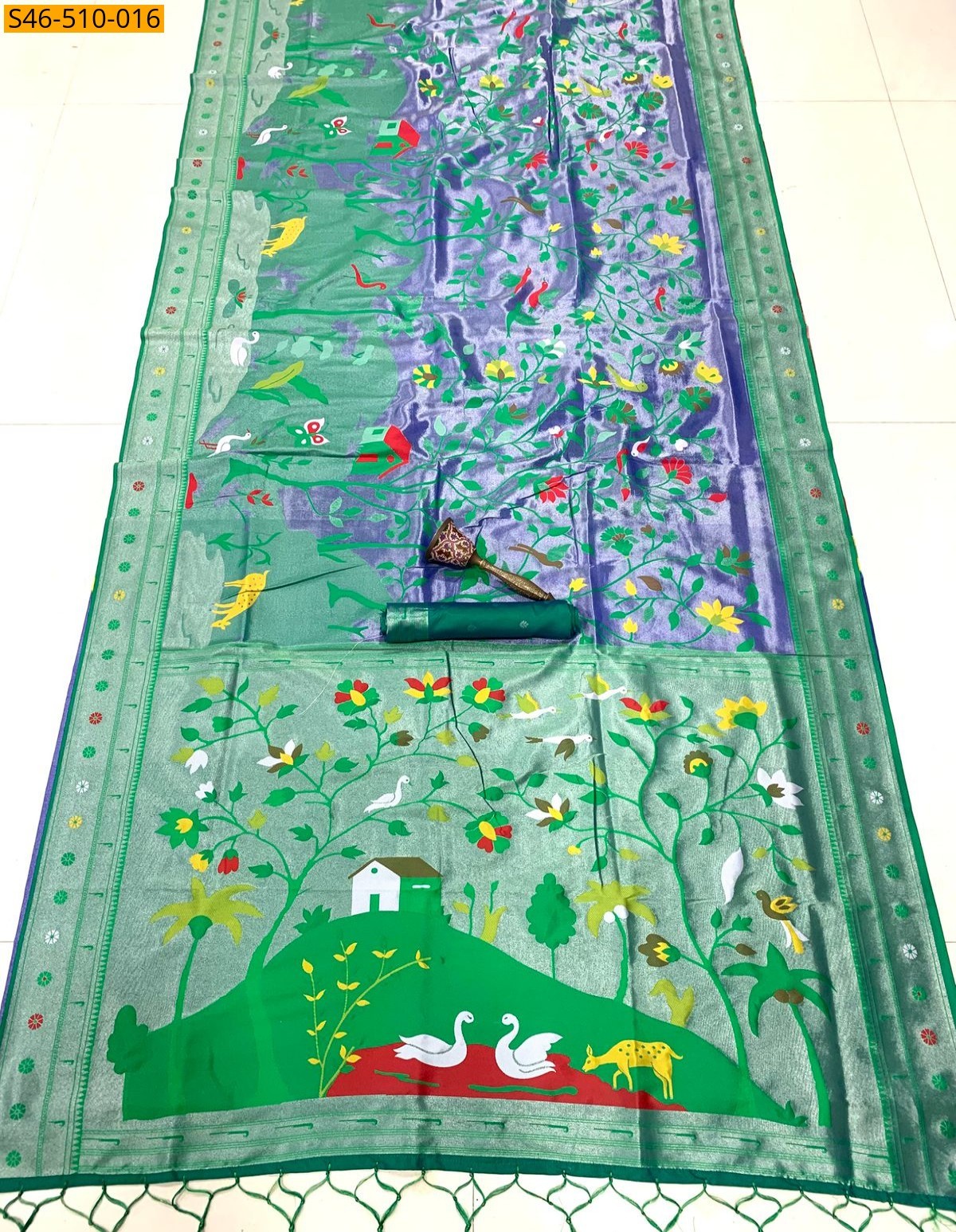 Green Kanchivaram paithani silk saree