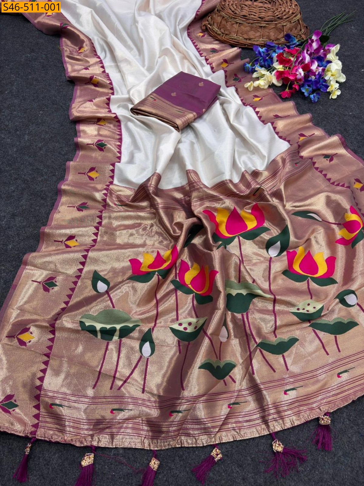 White Soft tissue silk sarees