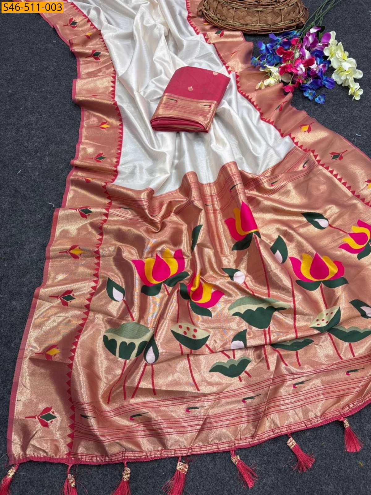 White Soft tissue silk sarees