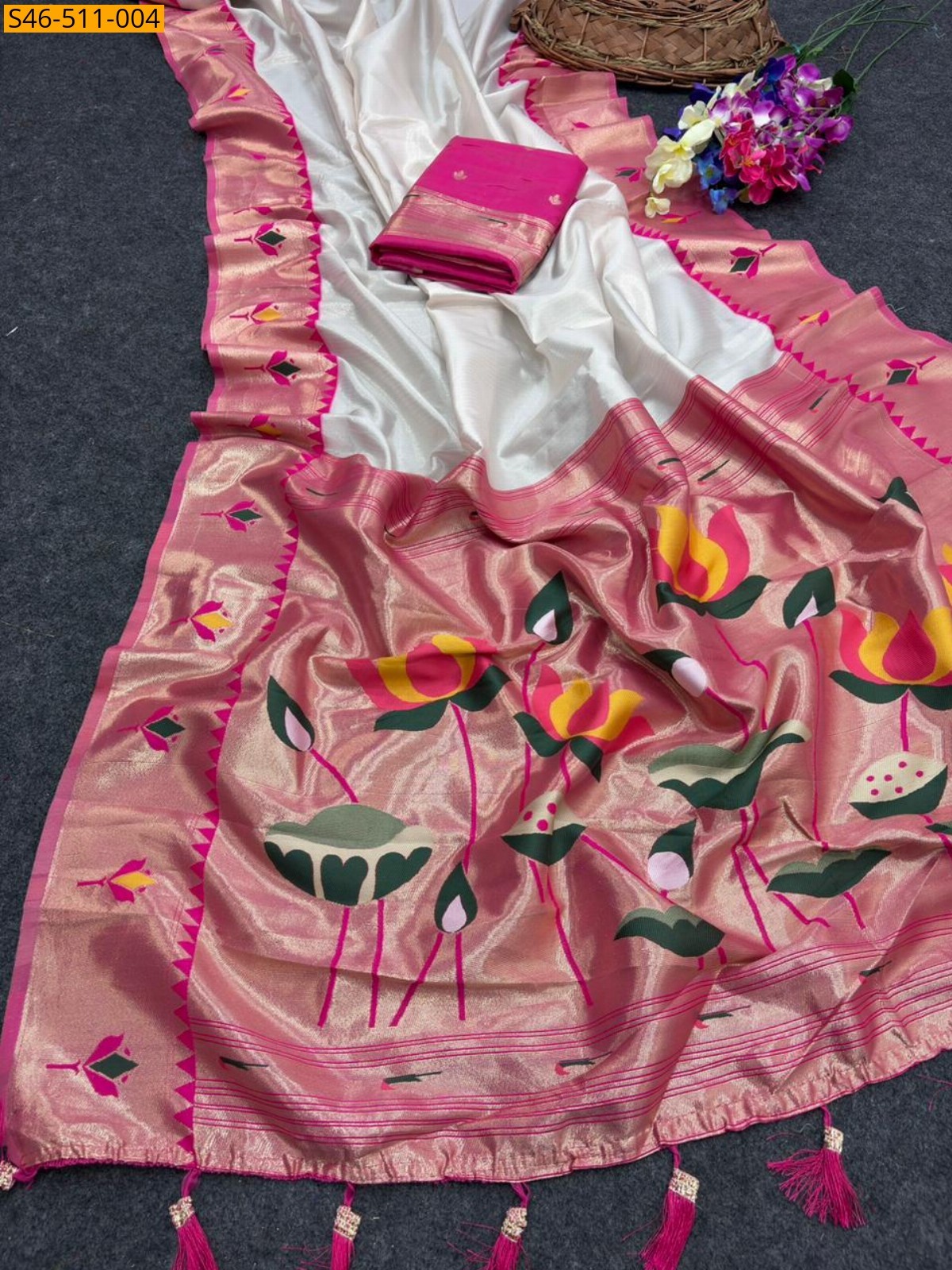 White Soft tissue silk sarees