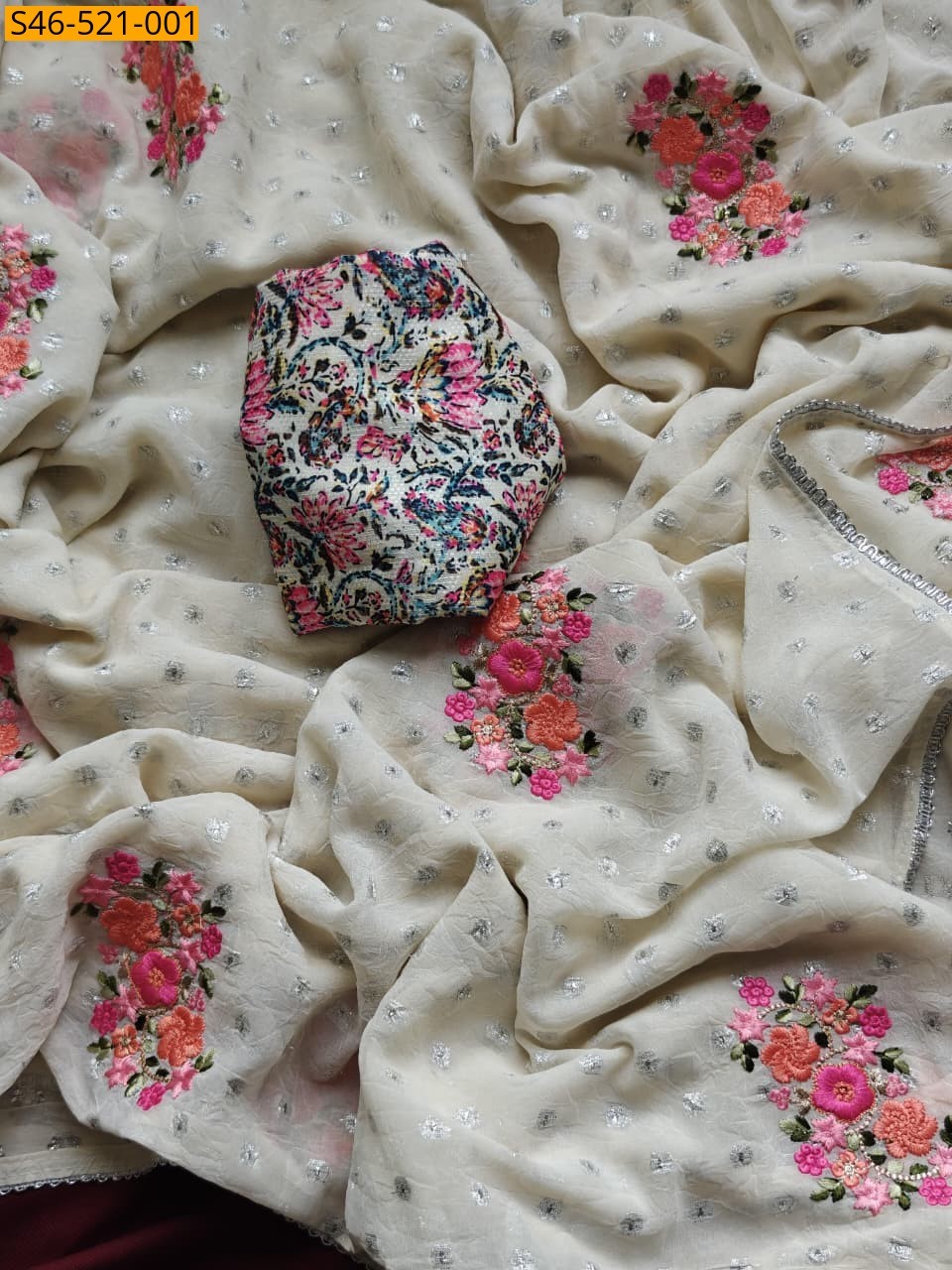 White Premium german chiffon saree