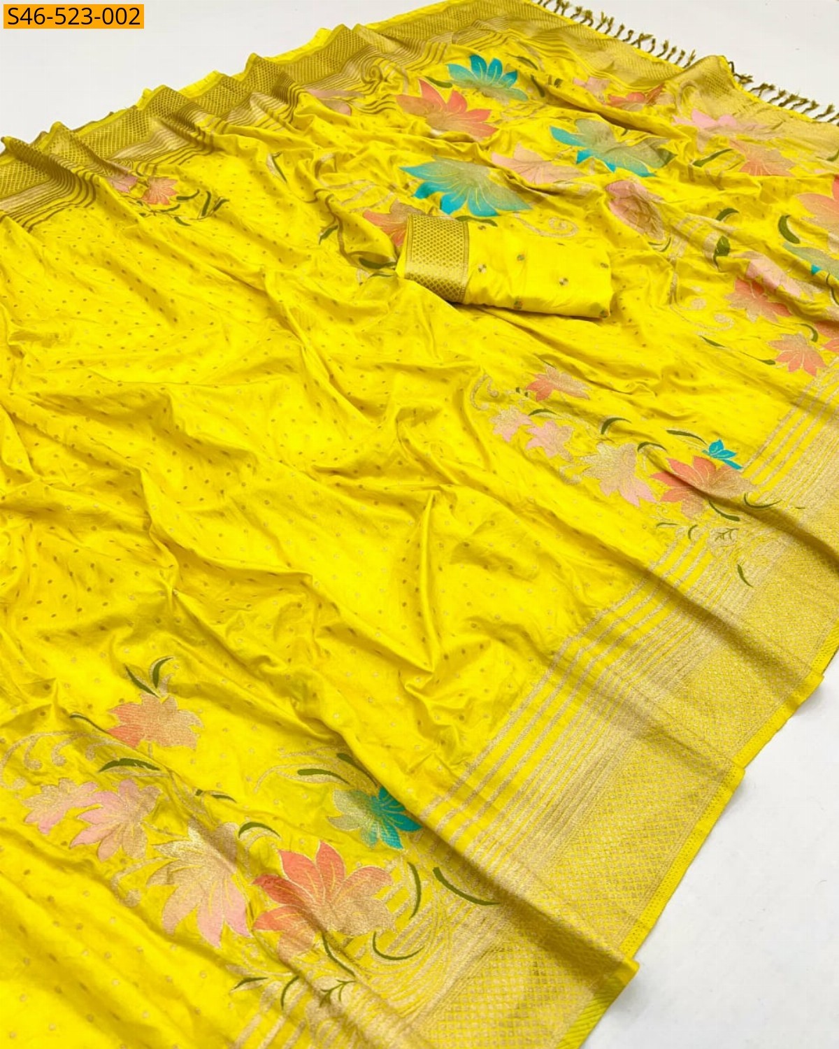 Yellow Premium Munga Viscose Silk Saree