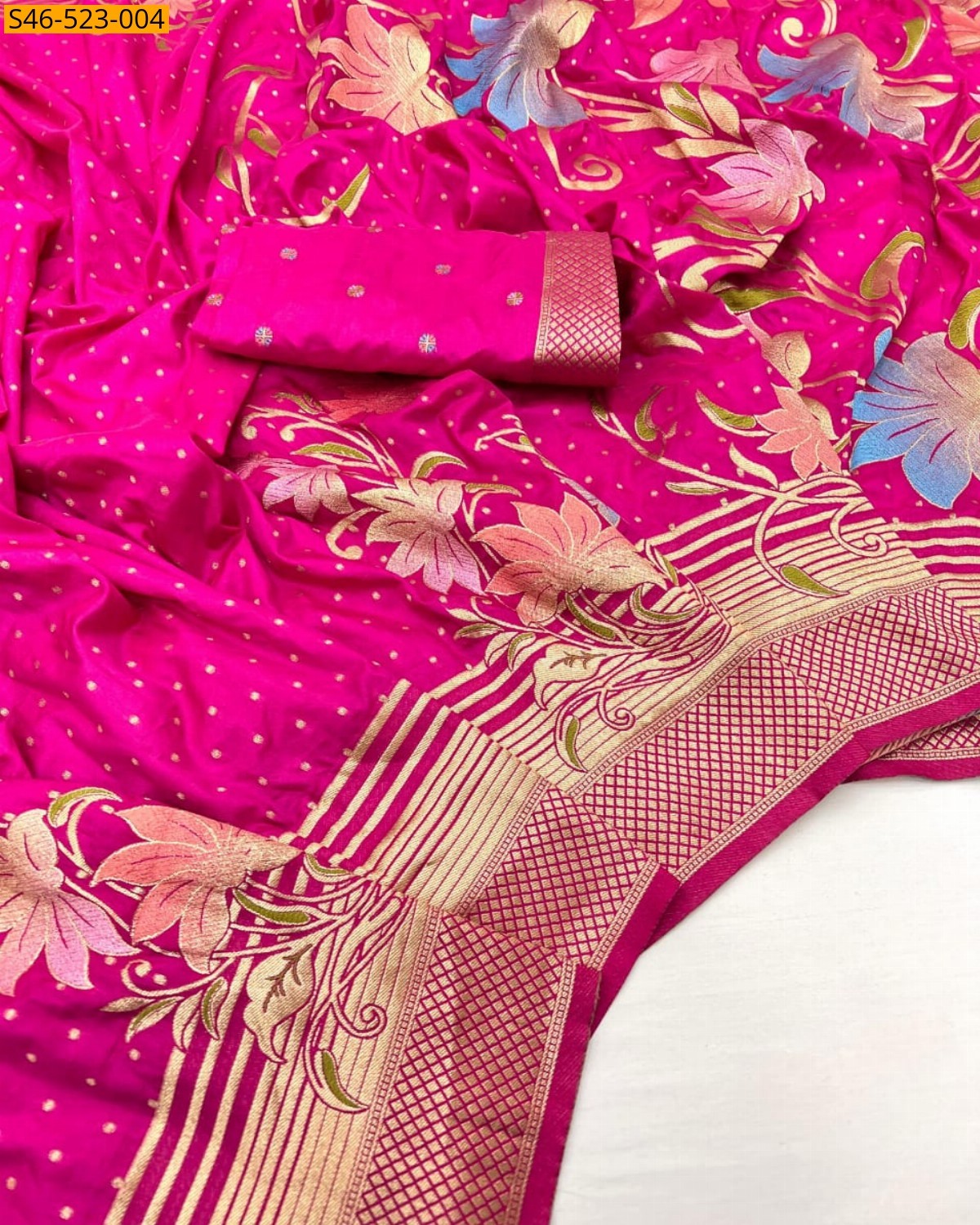 Pink Premium Munga Viscose Silk Saree