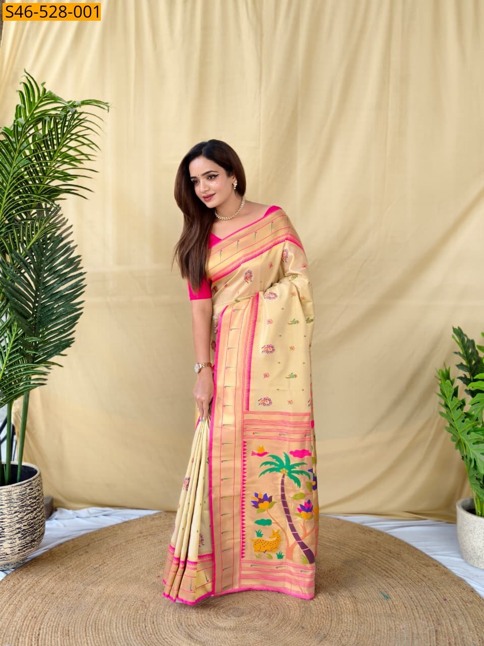 Half White Pure Tissue Silk Saree