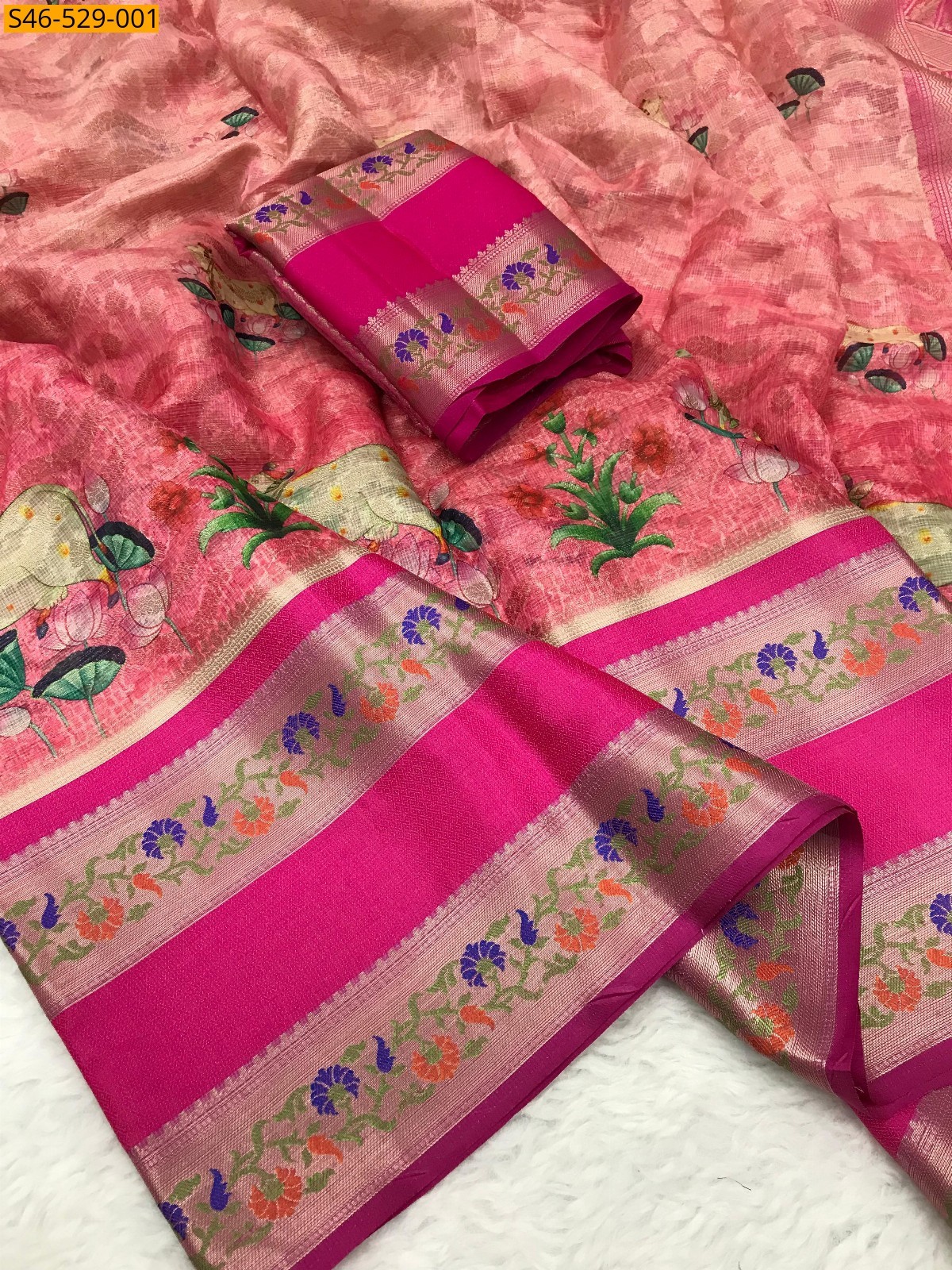 Pink Premium Kota silk saree