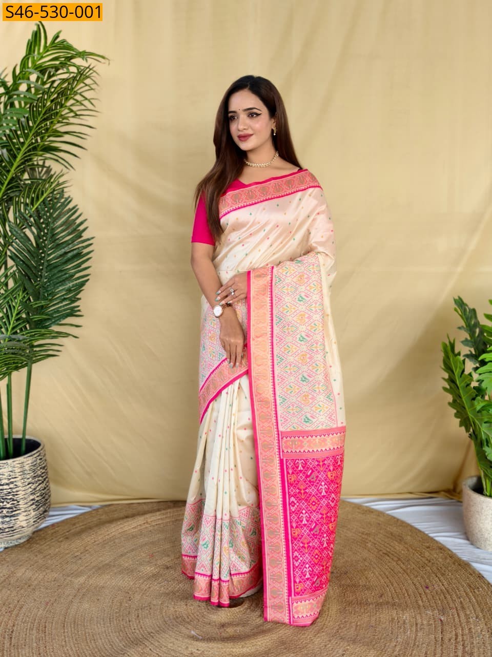 Half White Soft Silk saree