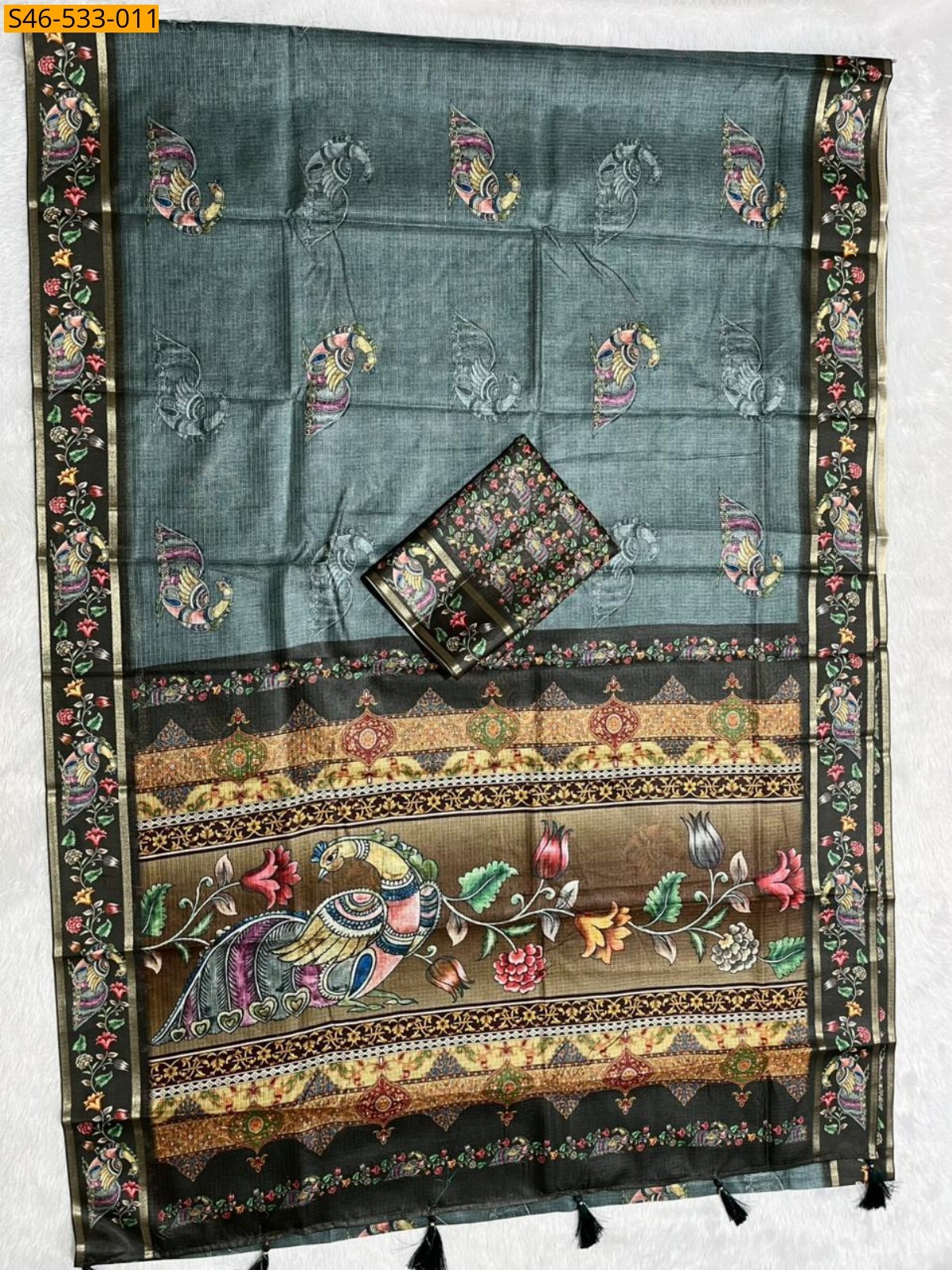 Grey Soft kota doriya saree