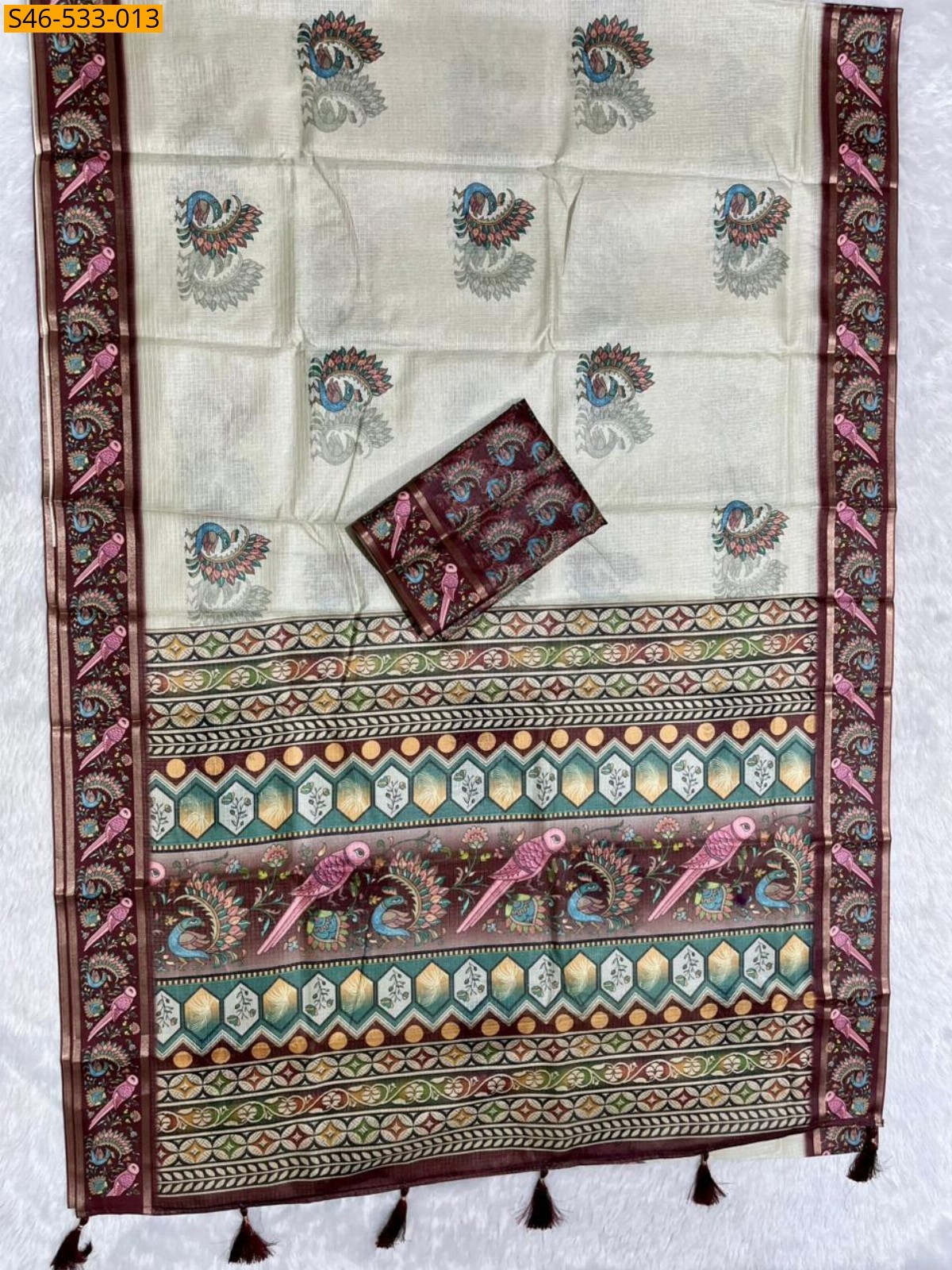 Half White Soft kota doriya saree