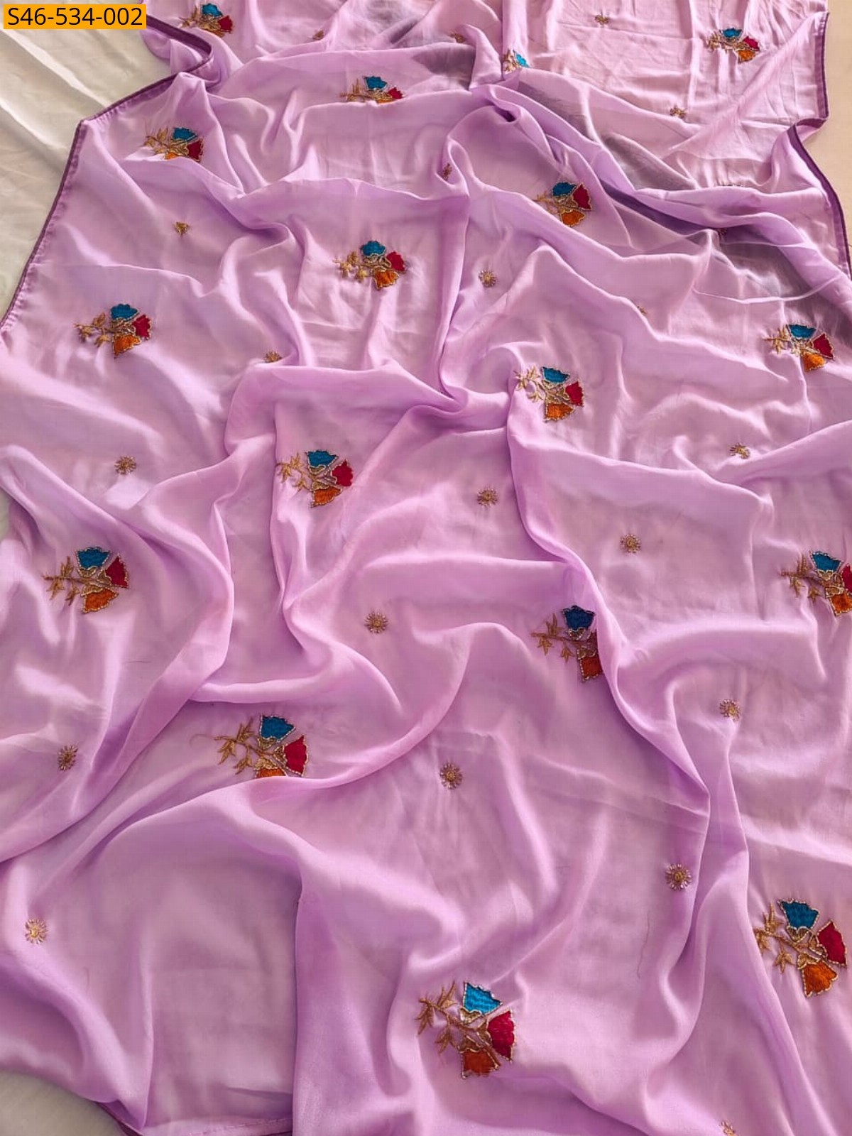 Baby Pink Star georgette saree